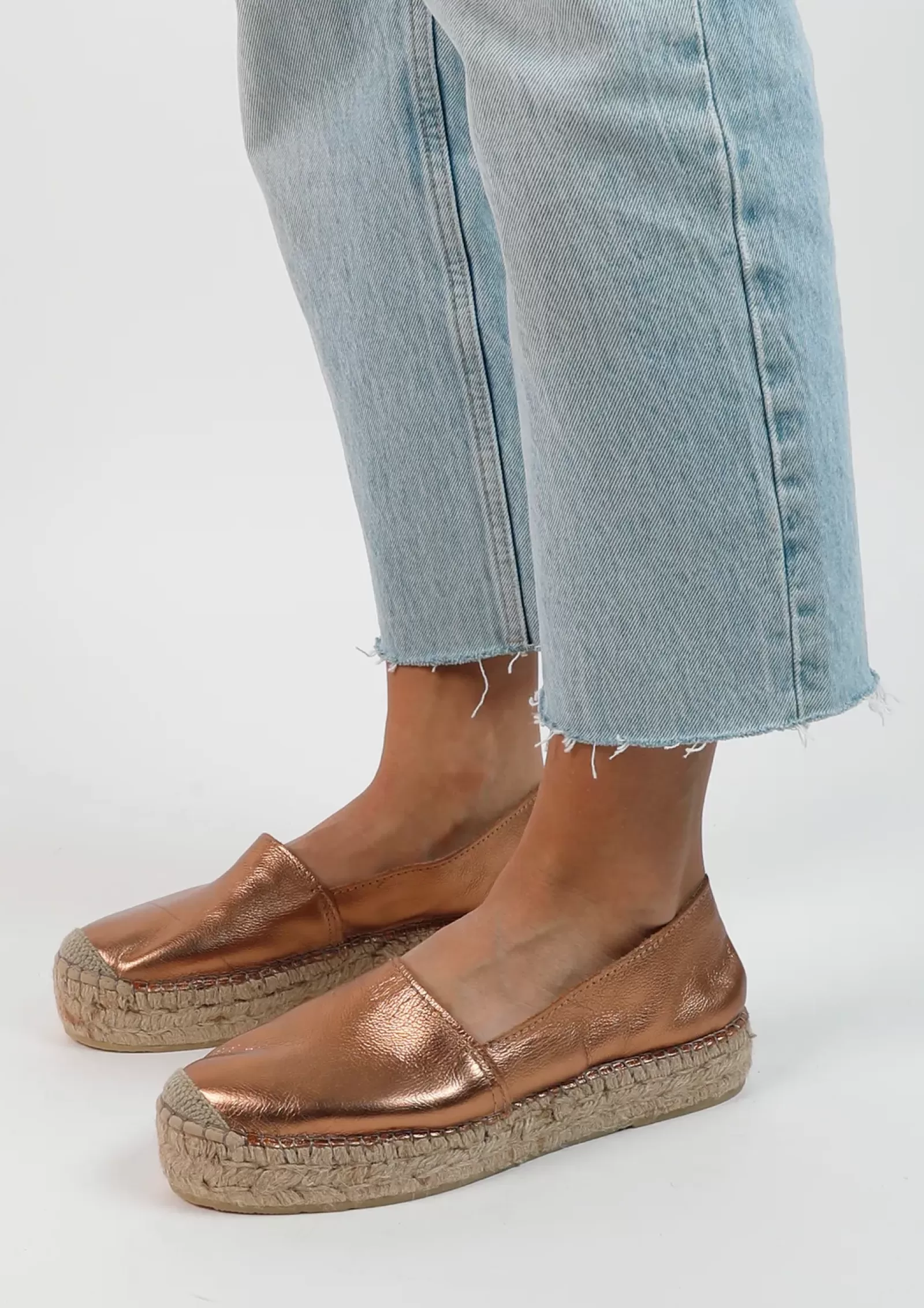 Femmes Sacha Mocassins<Espadrilles En Cuir Metallise - Bronze