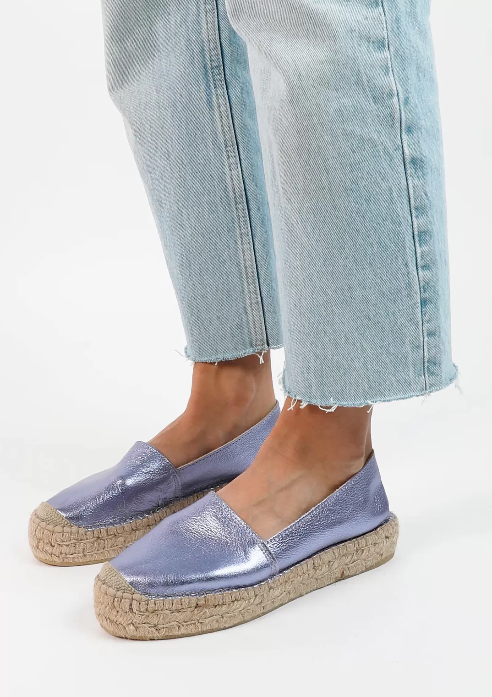 Femmes Sacha Mocassins<Espadrilles En Cuir Metallise - Lilas