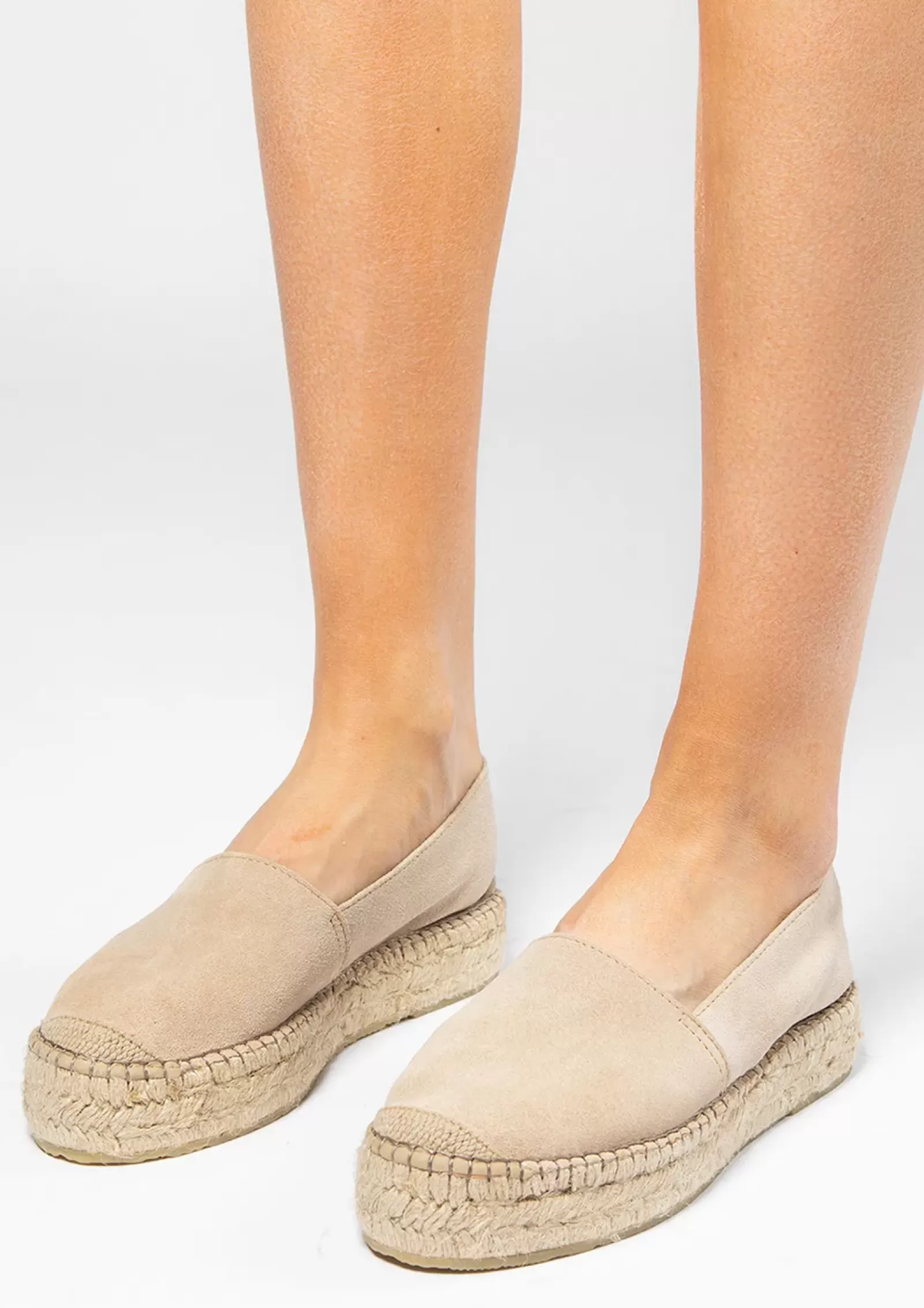 Femmes Sacha Mocassins<Espadrilles En Daim A Plateforme - Beige