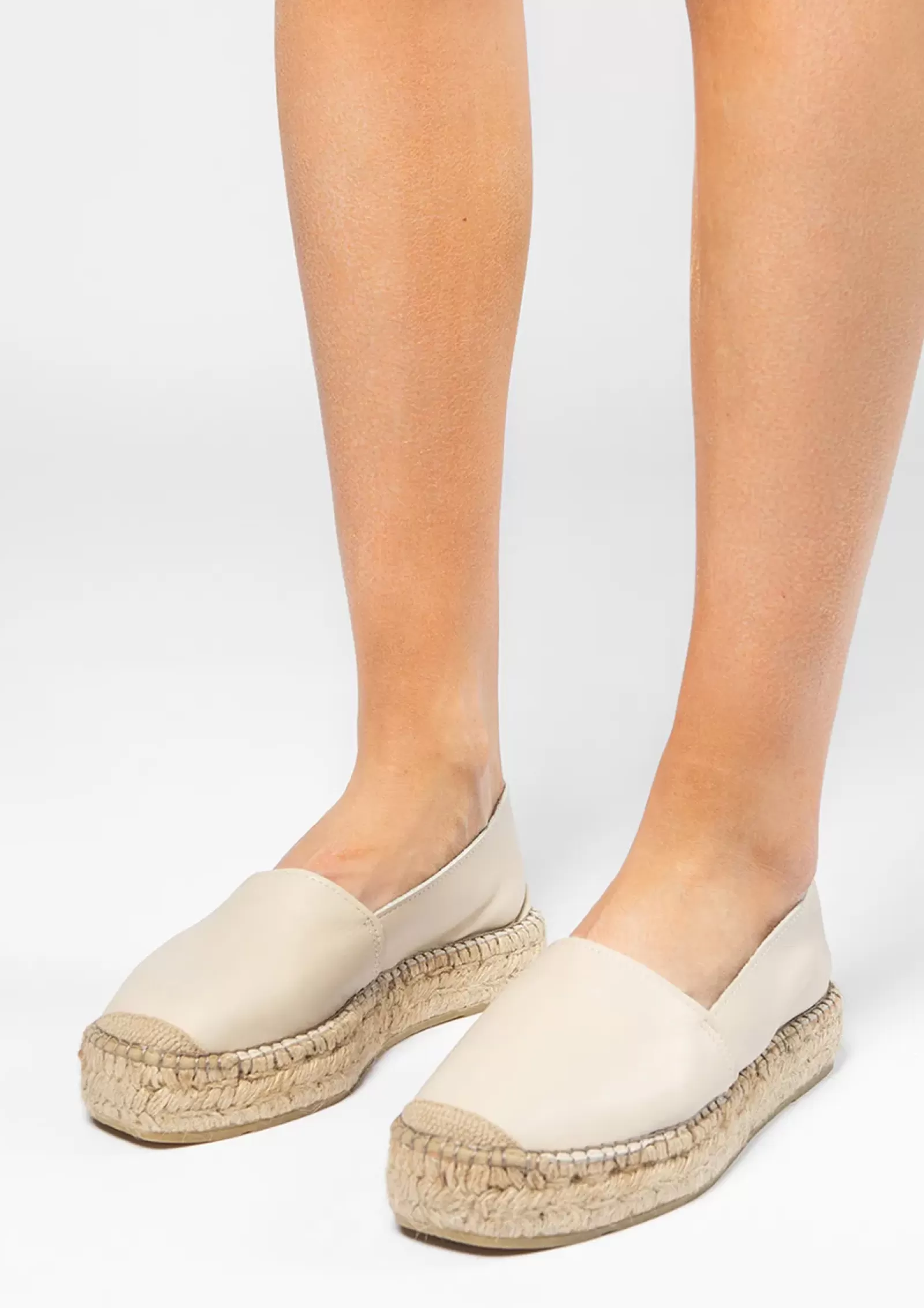 Femmes Sacha Mocassins<Espadrilles Plateforme En Cuir - Beige