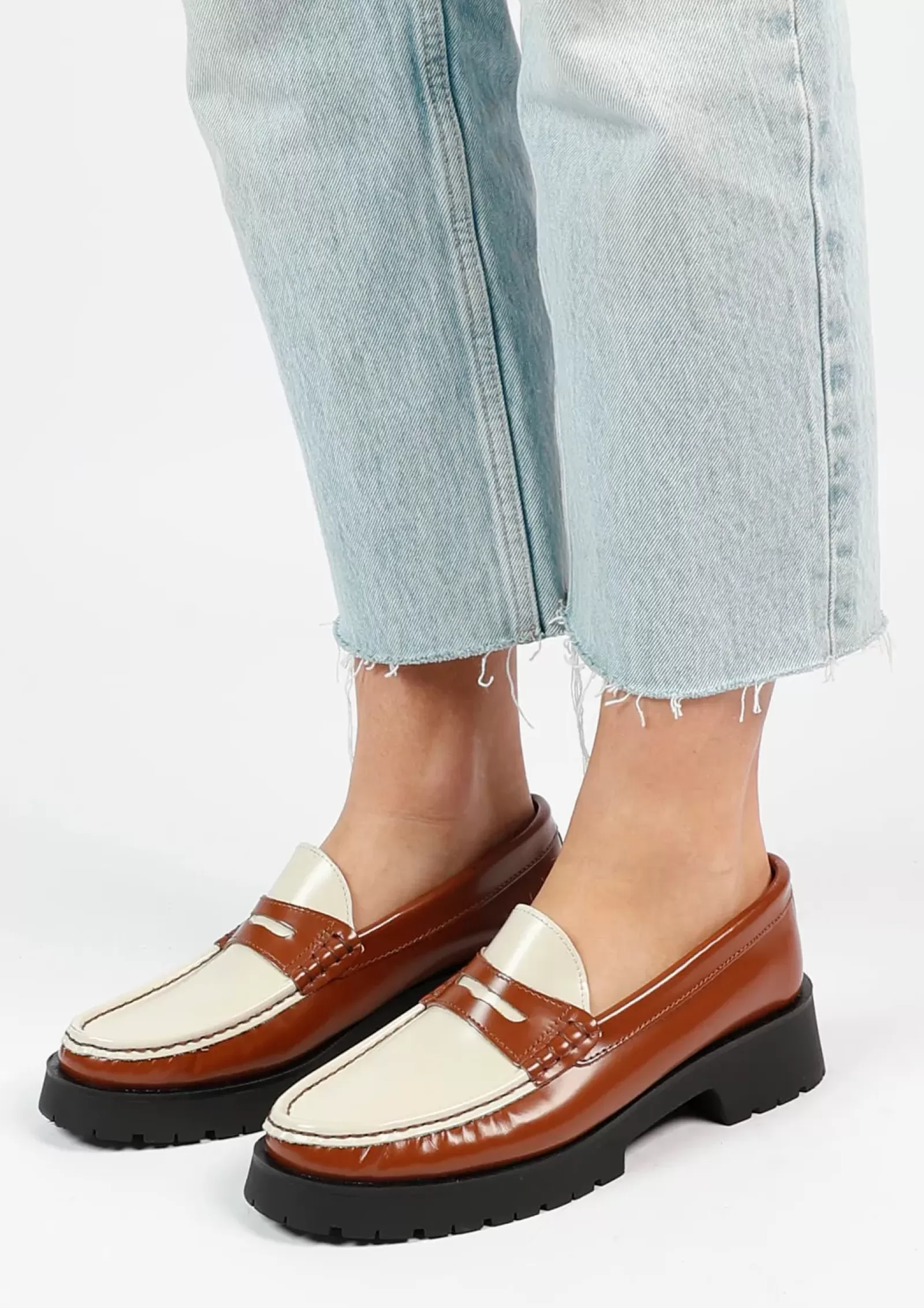 Femmes Sacha Mocassins<Loafers A Plateforme En Cuir Avec Details - Marron