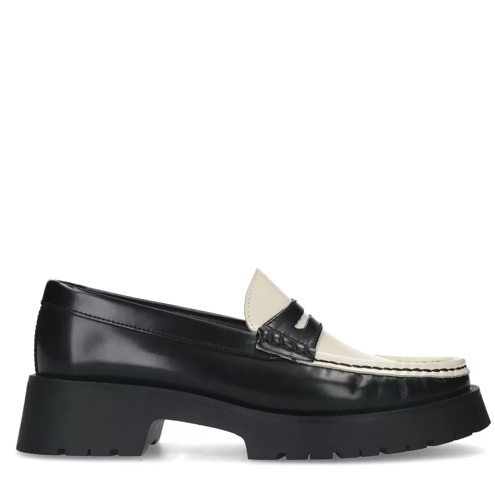 Femmes Sacha Mocassins<Loafers A Plateforme En Cuir Avec Details - Noir