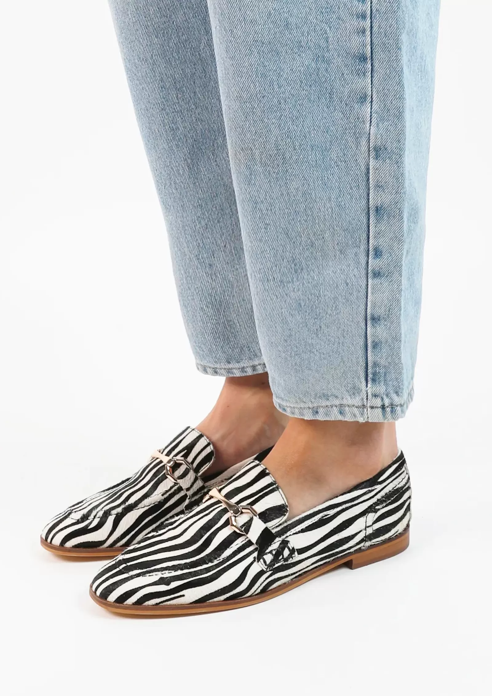 Femmes Sacha Mocassins<Loafers Avec Imprime Zebre - Noir