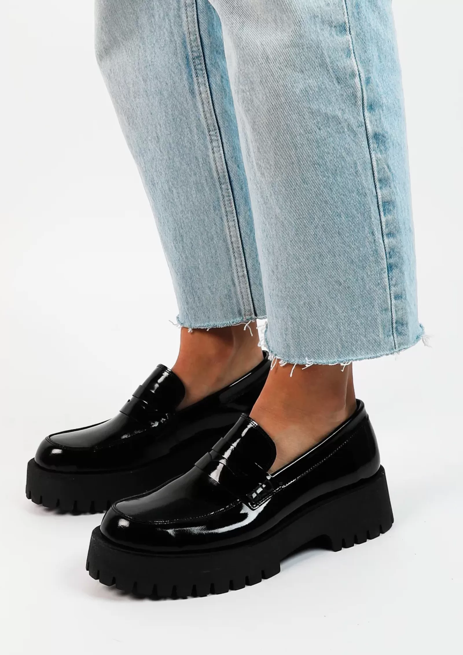 Femmes Sacha Mocassins<Loafers Cuir A Plateforme - Noir