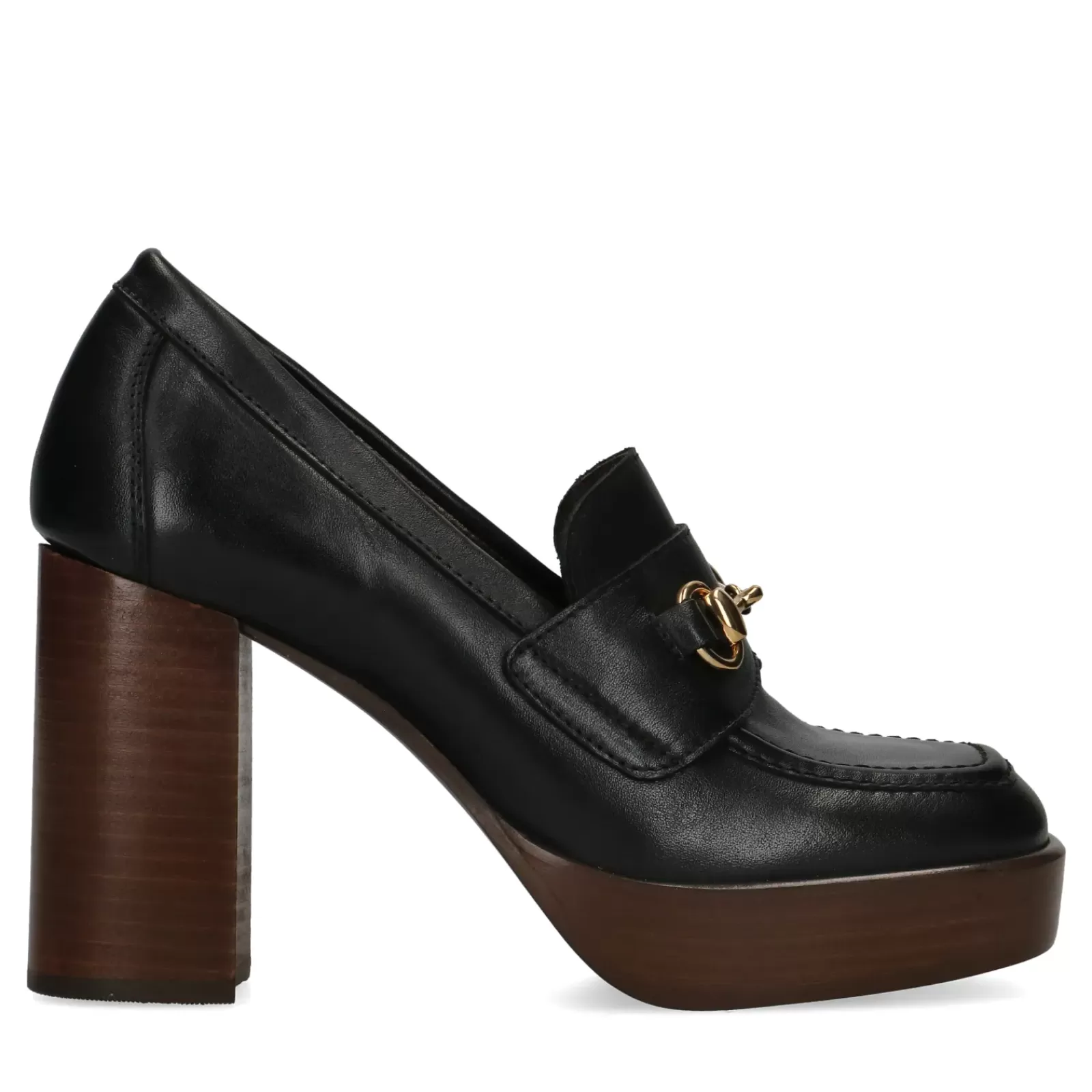 Femmes Sacha Mocassins<Loafers Cuir A Talon - Noir