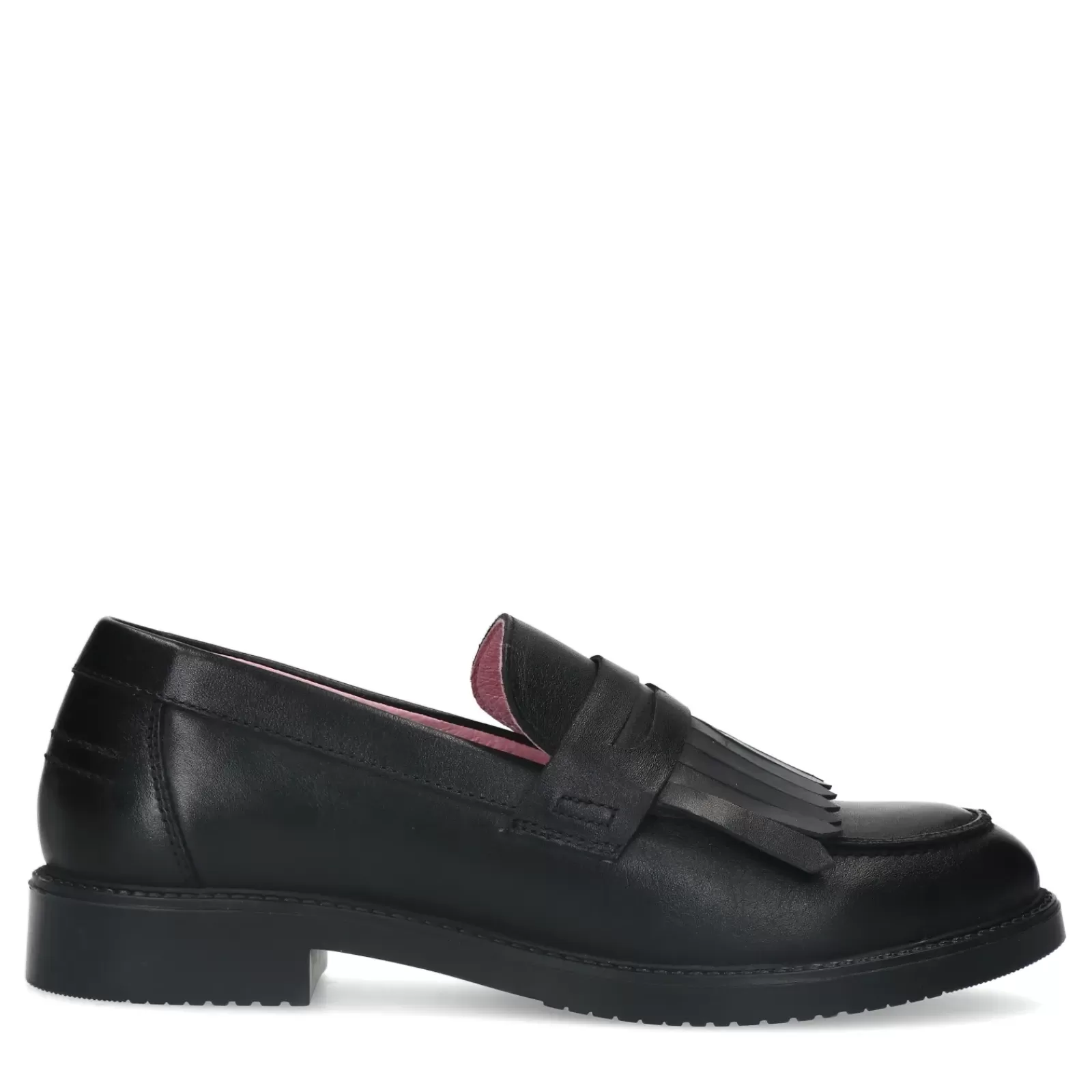 Femmes Sacha Mocassins<Loafers Cuir Avec Franges - Noir