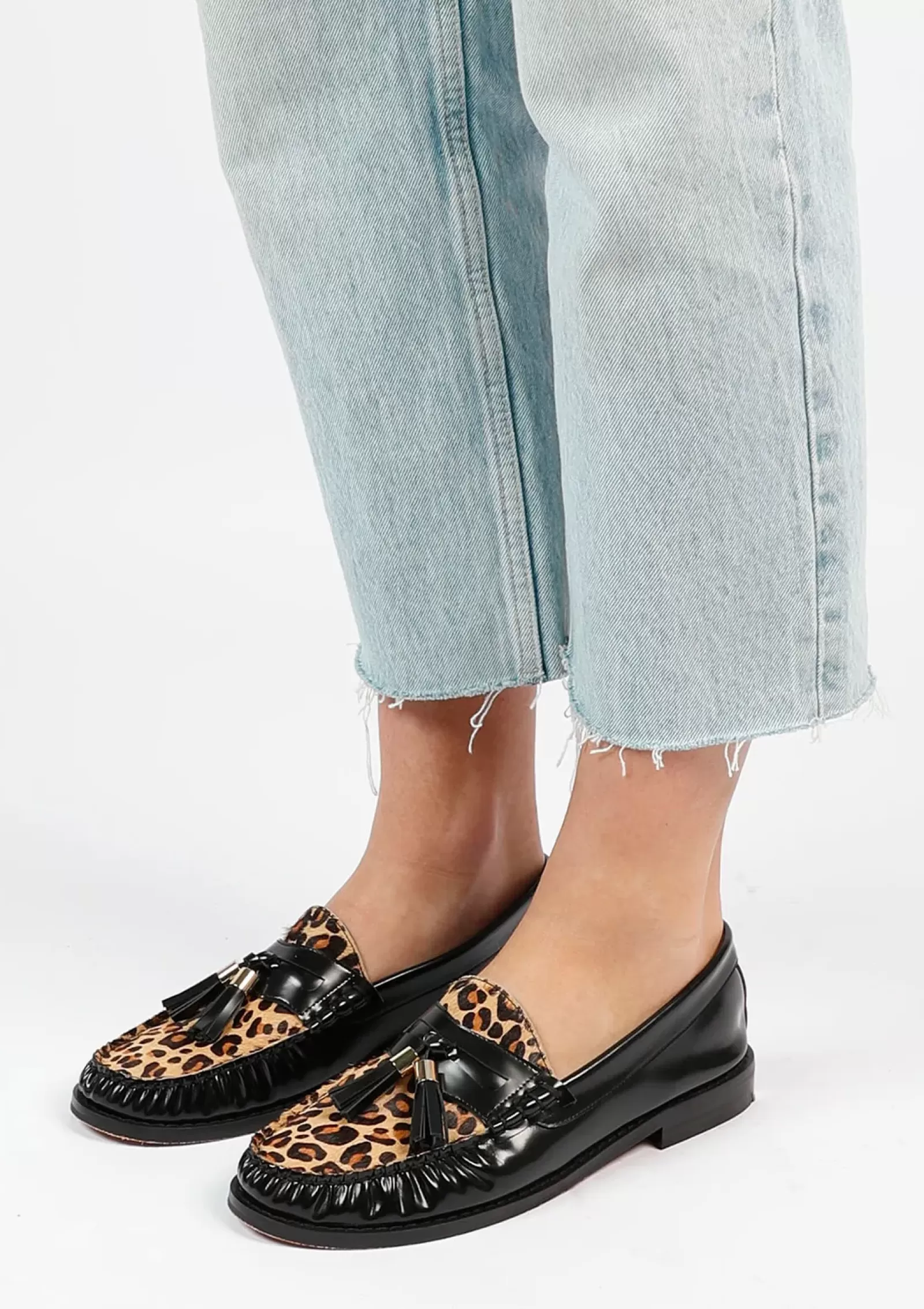 Femmes Sacha Mocassins<Loafers En Cuir Avec Imprime Leopard - Noir