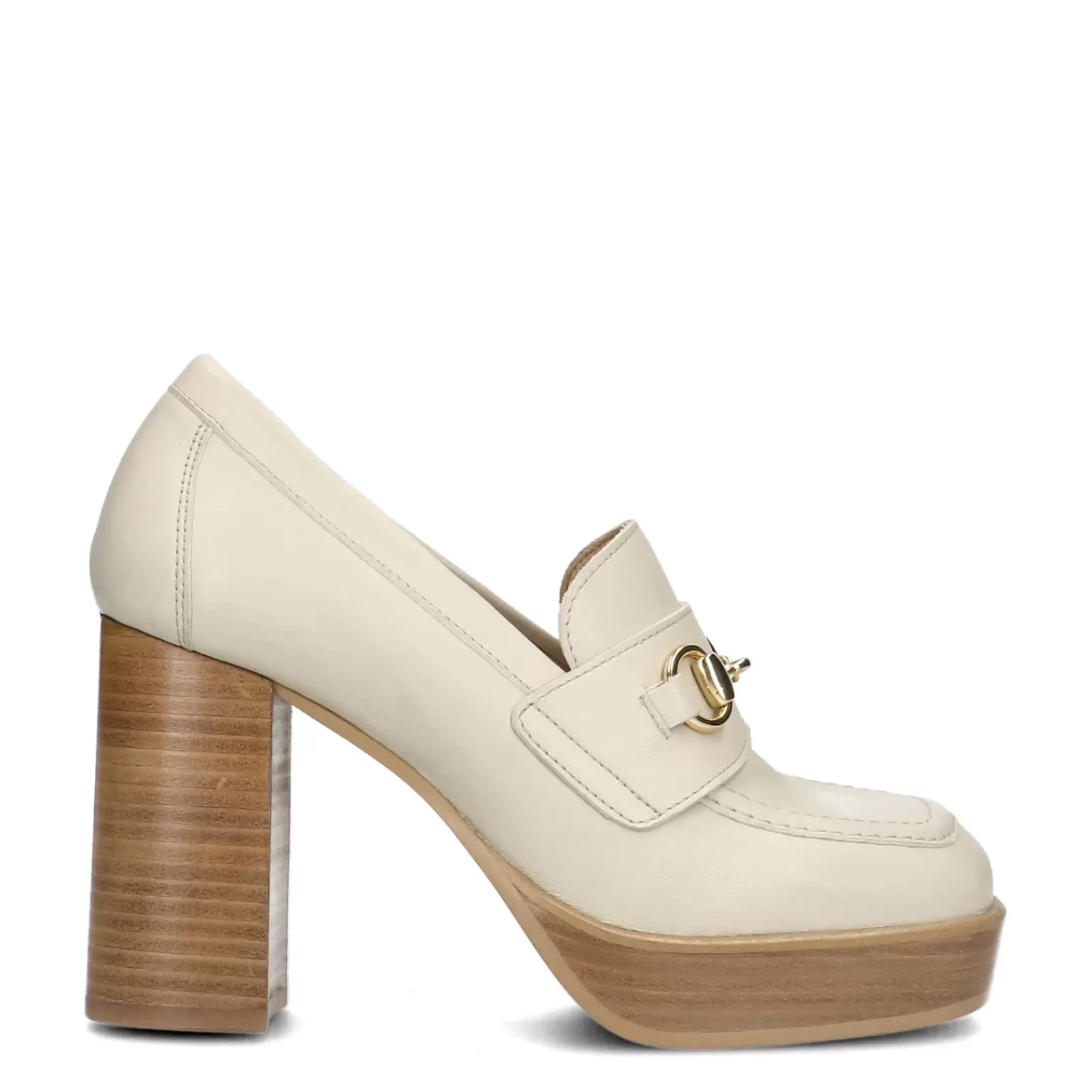 Femmes Sacha Mocassins<Loafers En Cuir Avec Talon - Blanc Casse