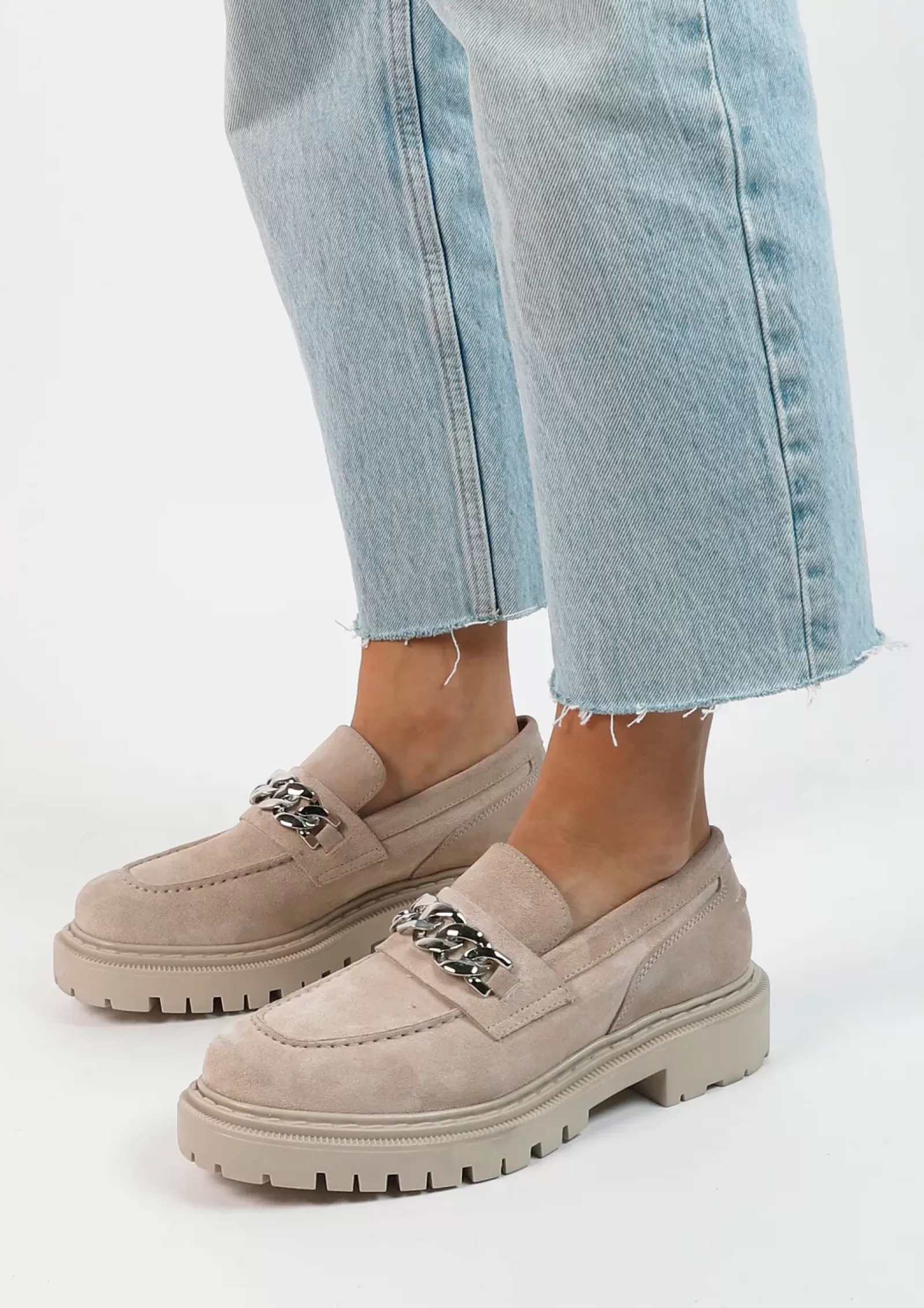 Femmes Sacha Mocassins<Loafers En Daim Avec Chaine - Beige