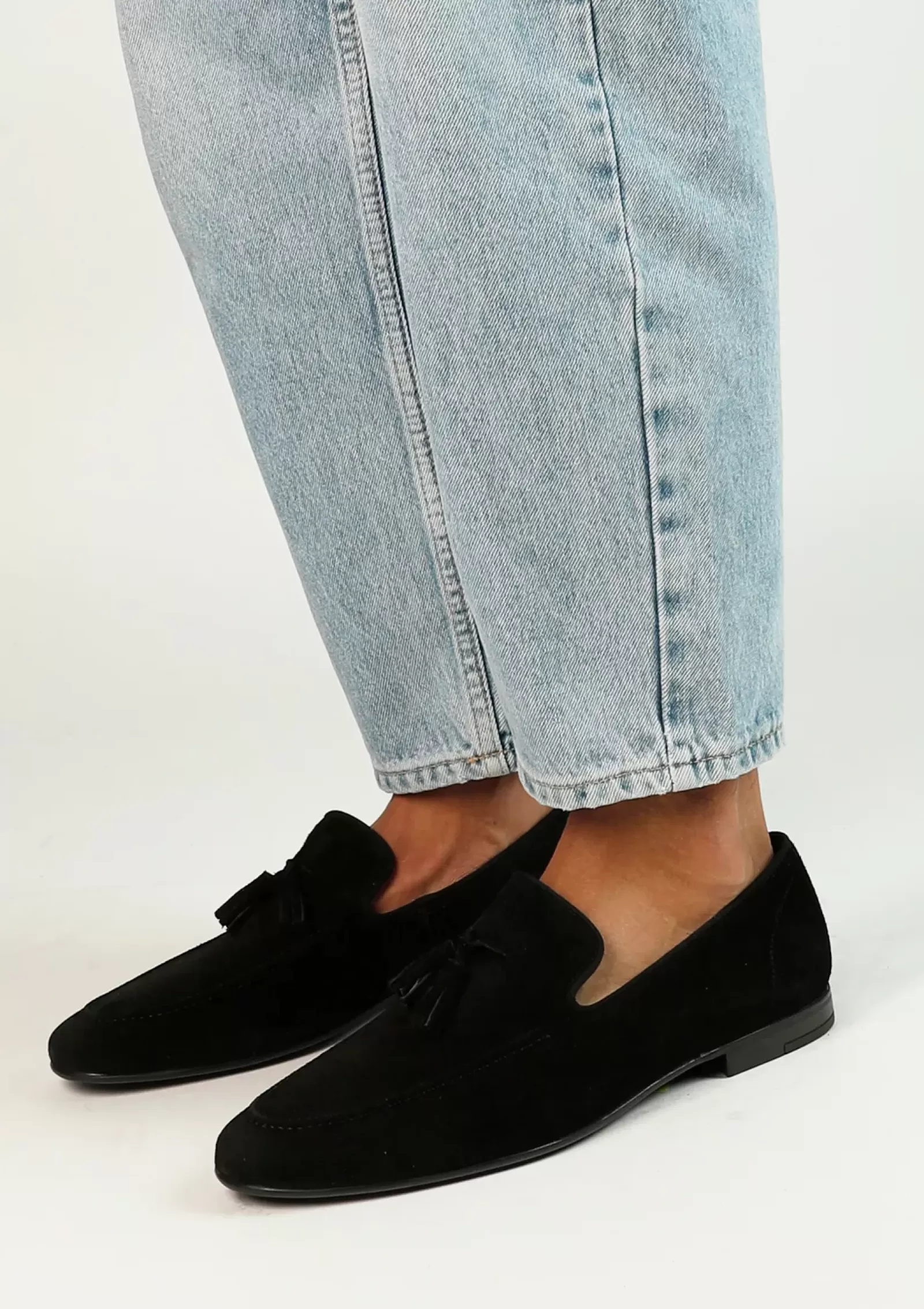 Hommes Sacha Mocassins<Loafers En Daim Avec Pompons A Franges - Noir