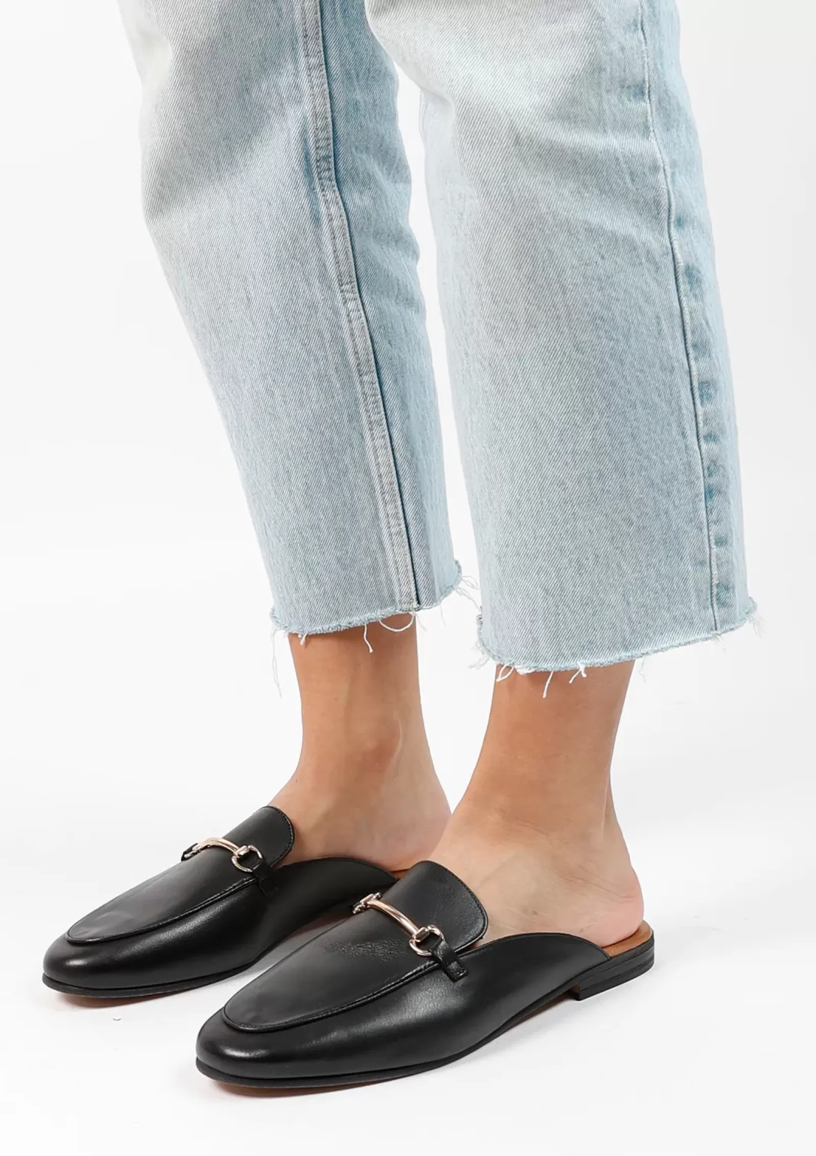 Femmes Sacha Mocassins<Loafers Slip-On En Cuir - Noir