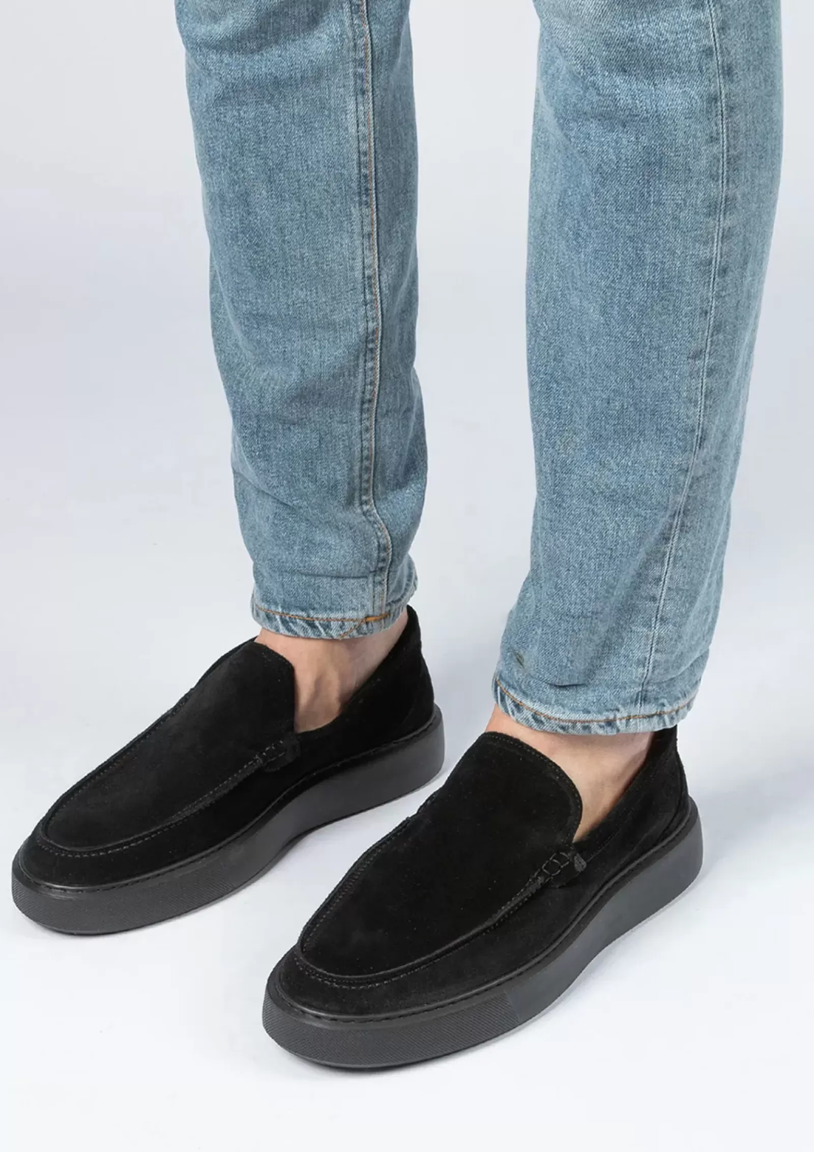 Hommes Sacha Mocassins<Mocassins En Daim - Noir