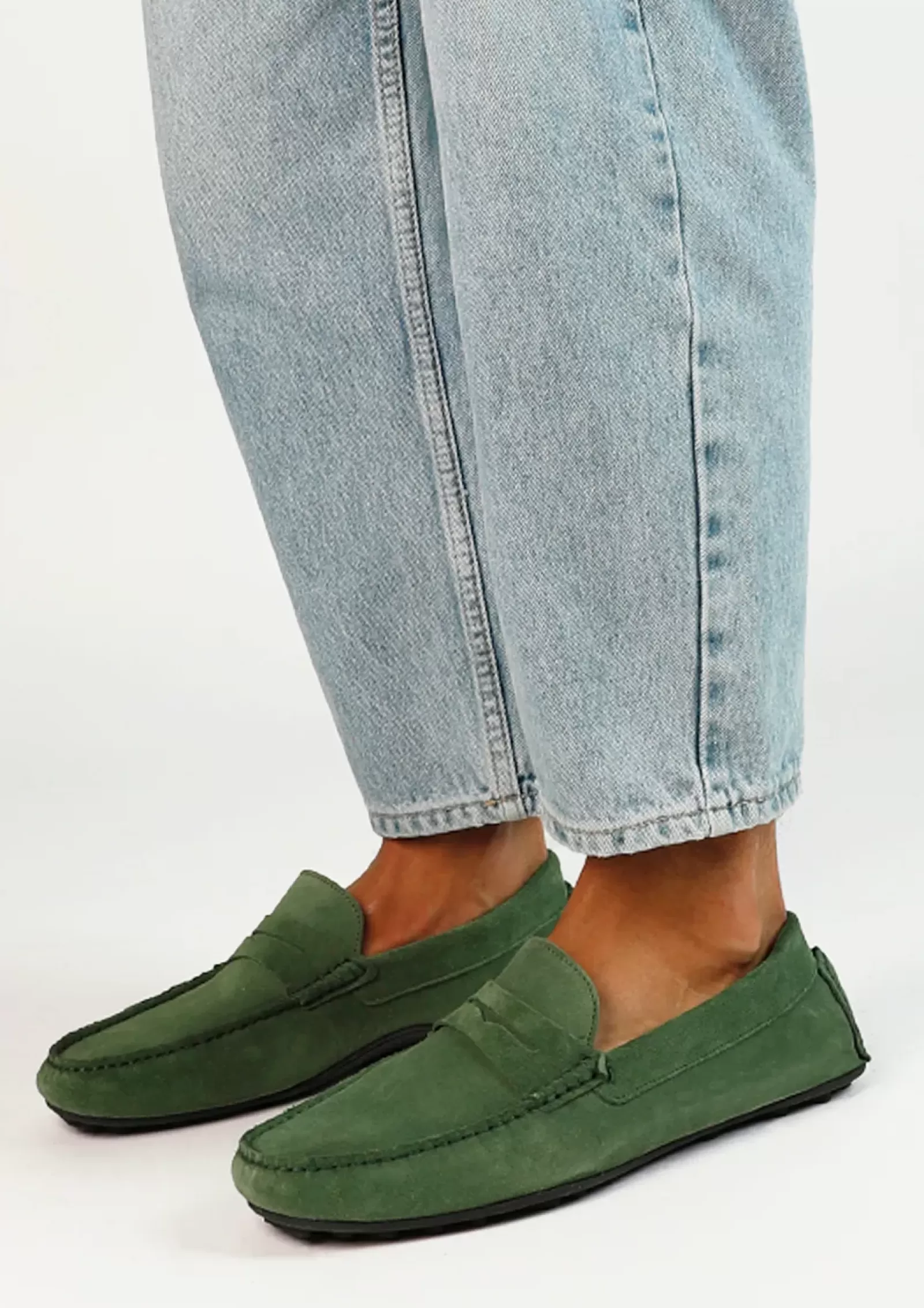 Hommes Sacha Mocassins<Mocassins En Daim - Vert Fonce