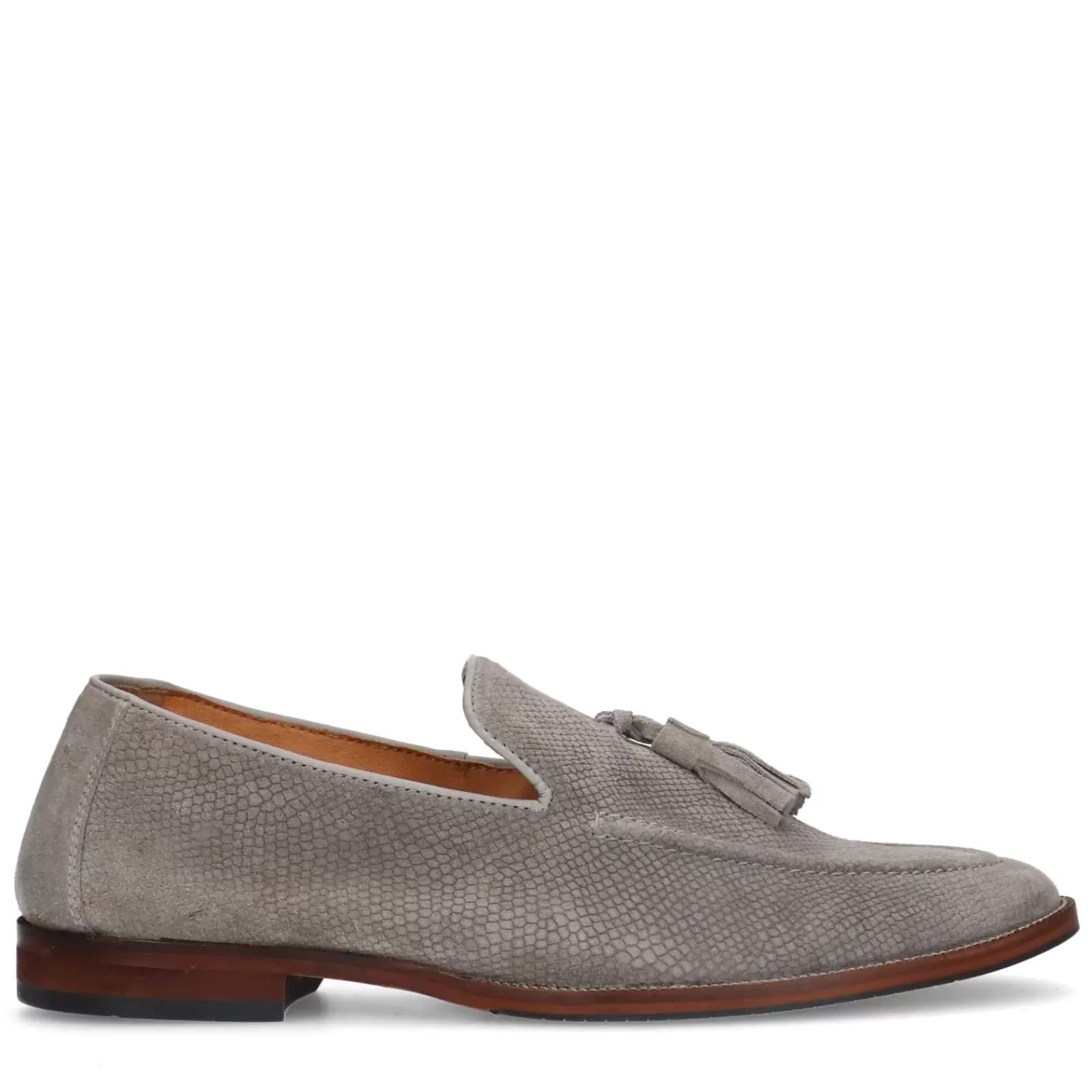 Hommes Sacha Mocassins<Mocassins En Daim Avec Pompons A Franges - Gris Clair