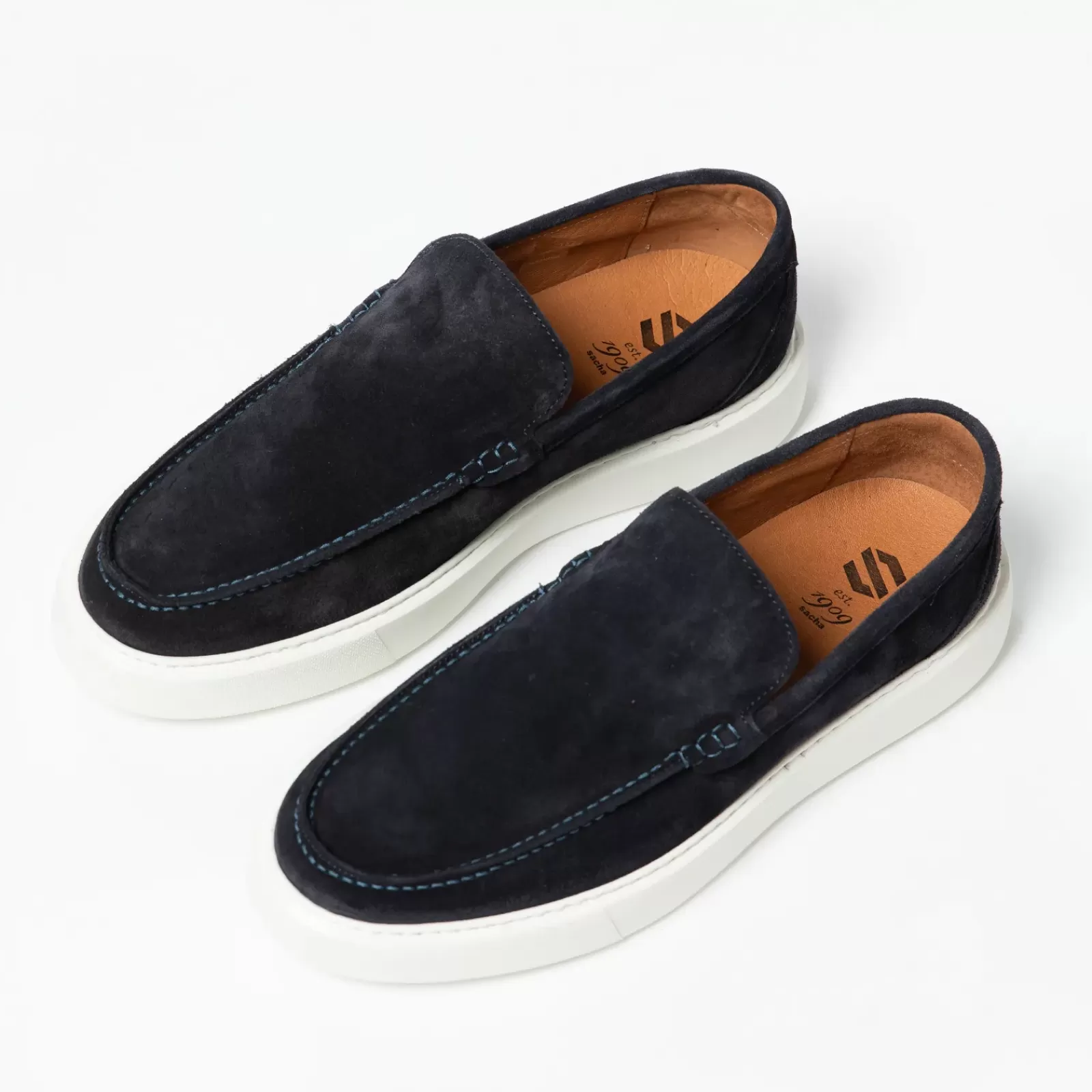 Hommes Sacha Mocassins<Mocassins En Daim Avec Semelle - Bleu Fonce