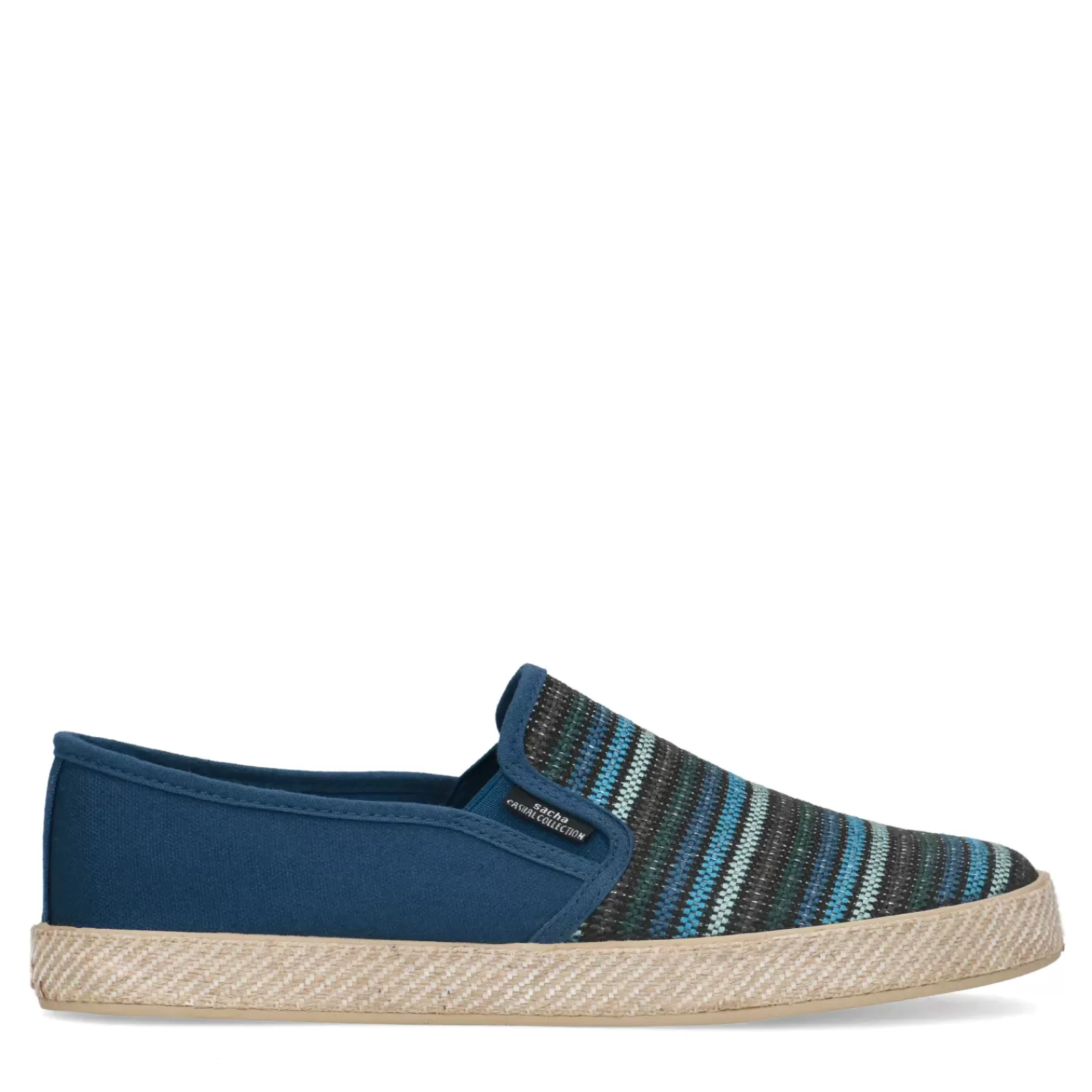 Hommes Sacha Mocassins<Mocassins En Toile Avec Rayures - Bleu Fonce