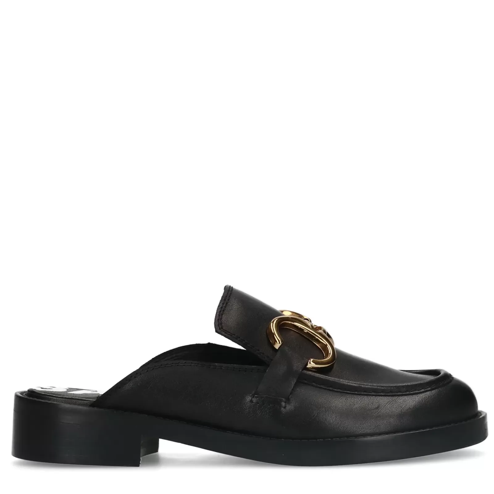 Femmes Sacha Mocassins<Mocassins Mules En Cuir Avec Chaine - Noir