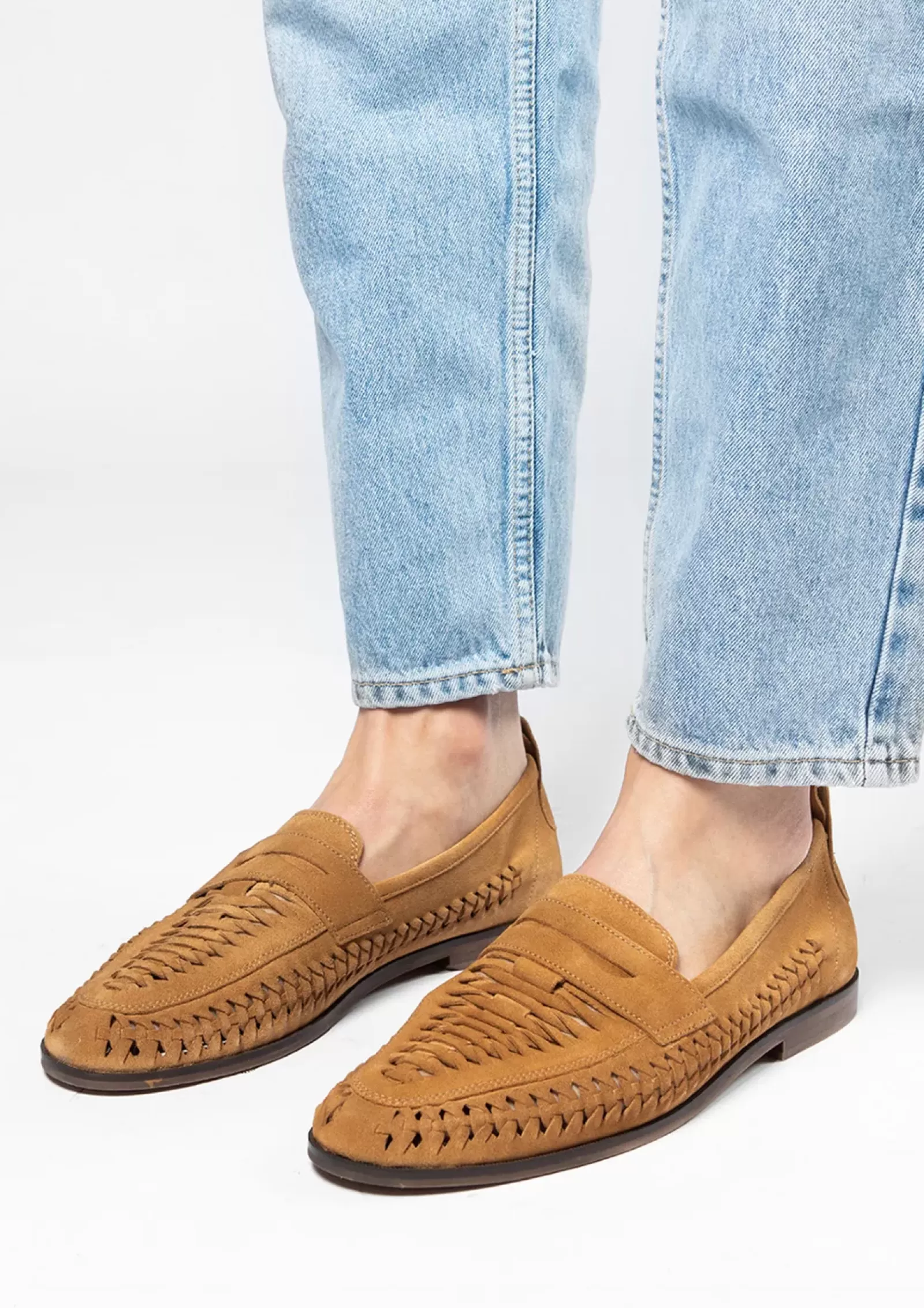 Hommes Sacha Mocassins<Mocassins Tresses En Daim - Marron