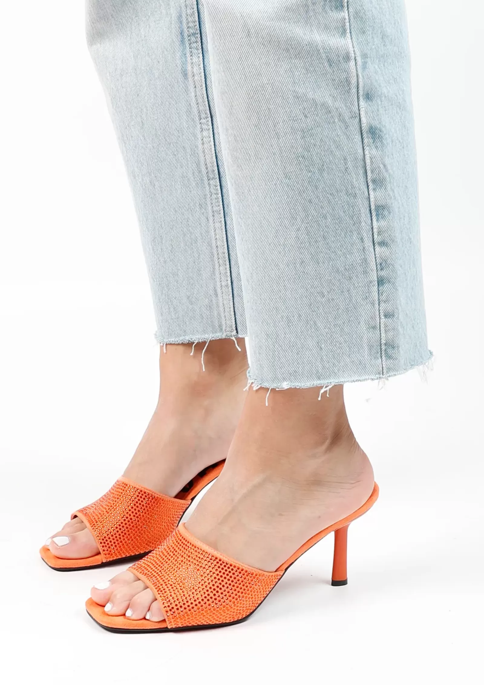 Femmes Sacha Sandales<Mules Avec Strass - Orange