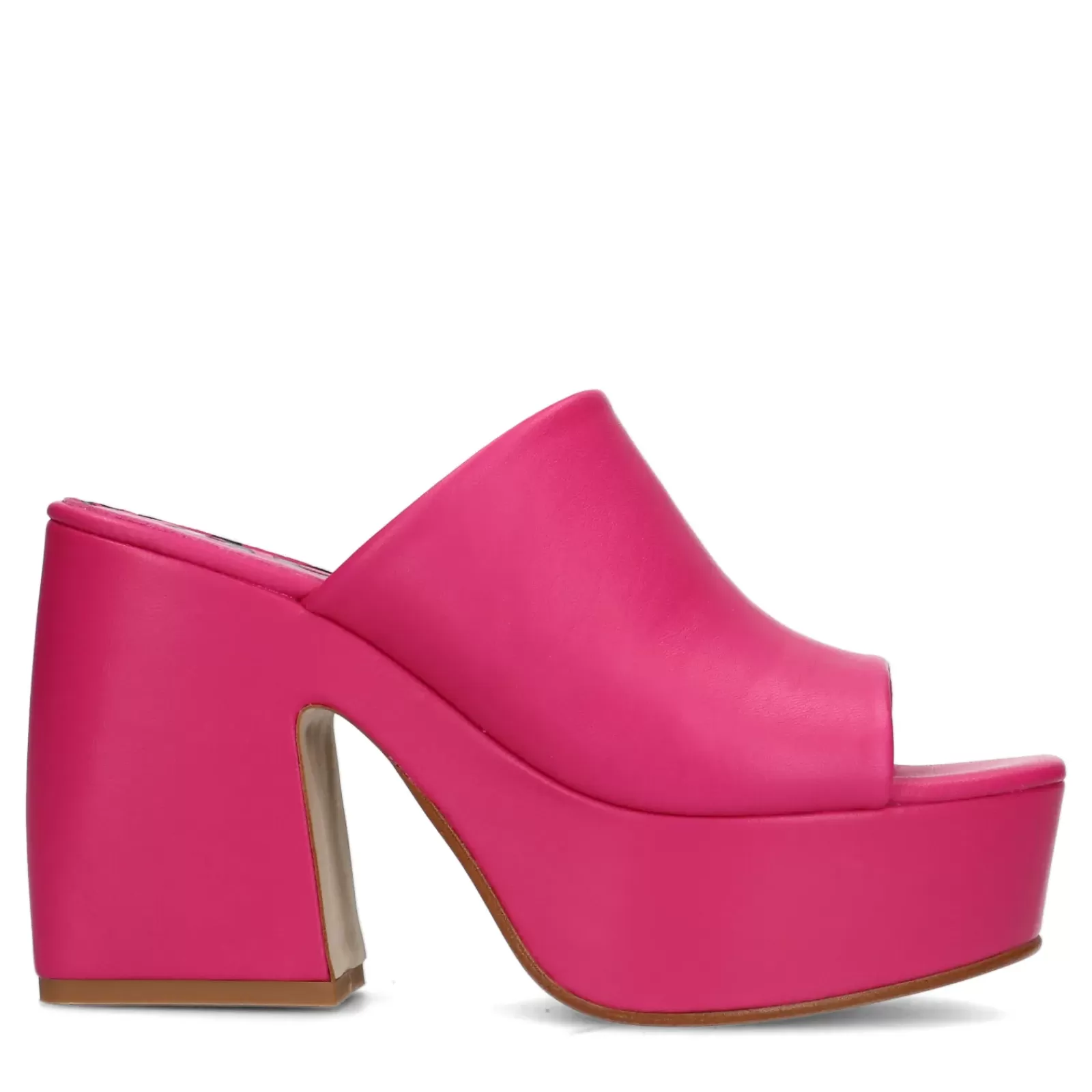 Femmes Sacha Sandales<Mules En Cuir A Talon Avec Plateau - Fuchsia