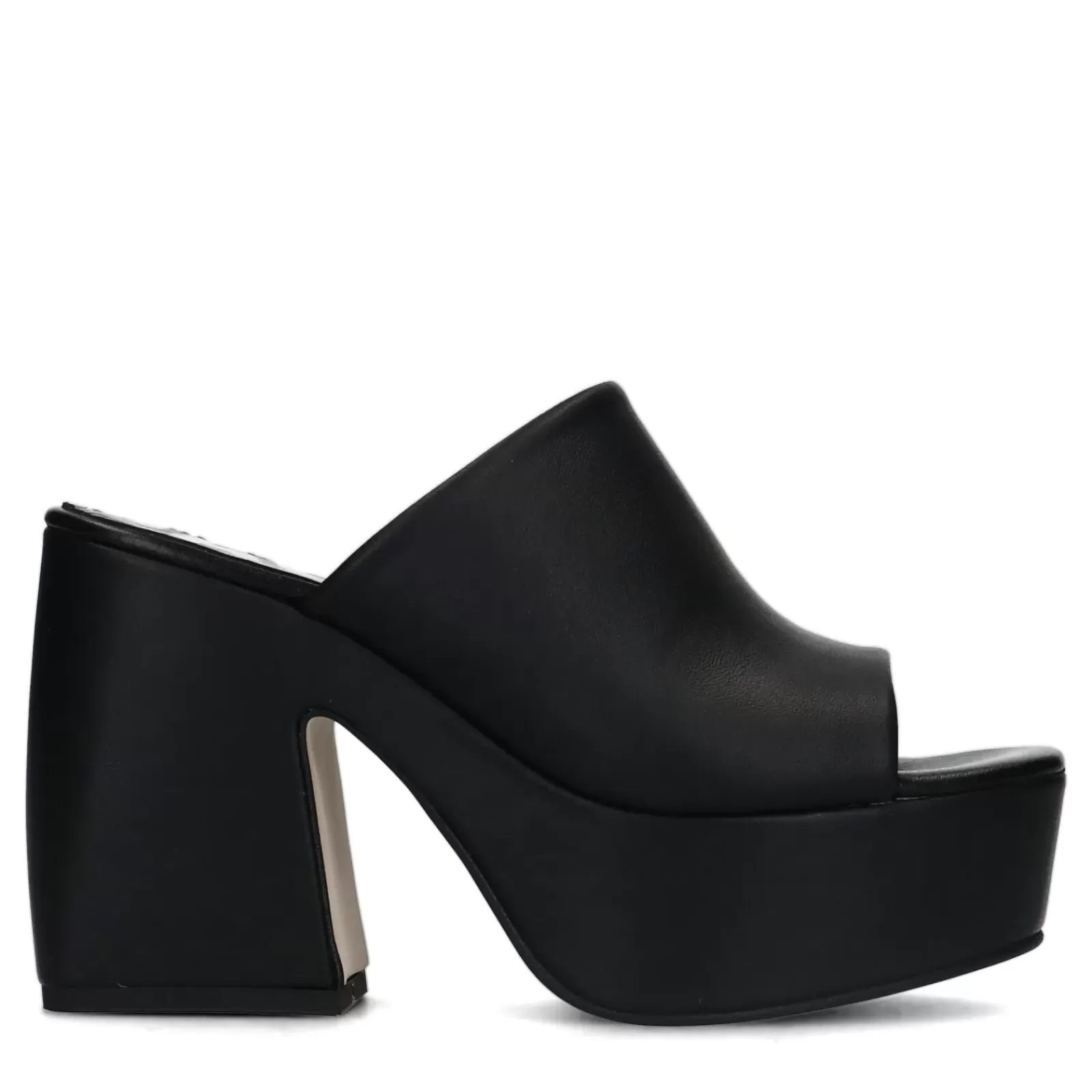 Femmes Sacha Sandales<Mules En Cuir A Talon Avec Plateau - Noir