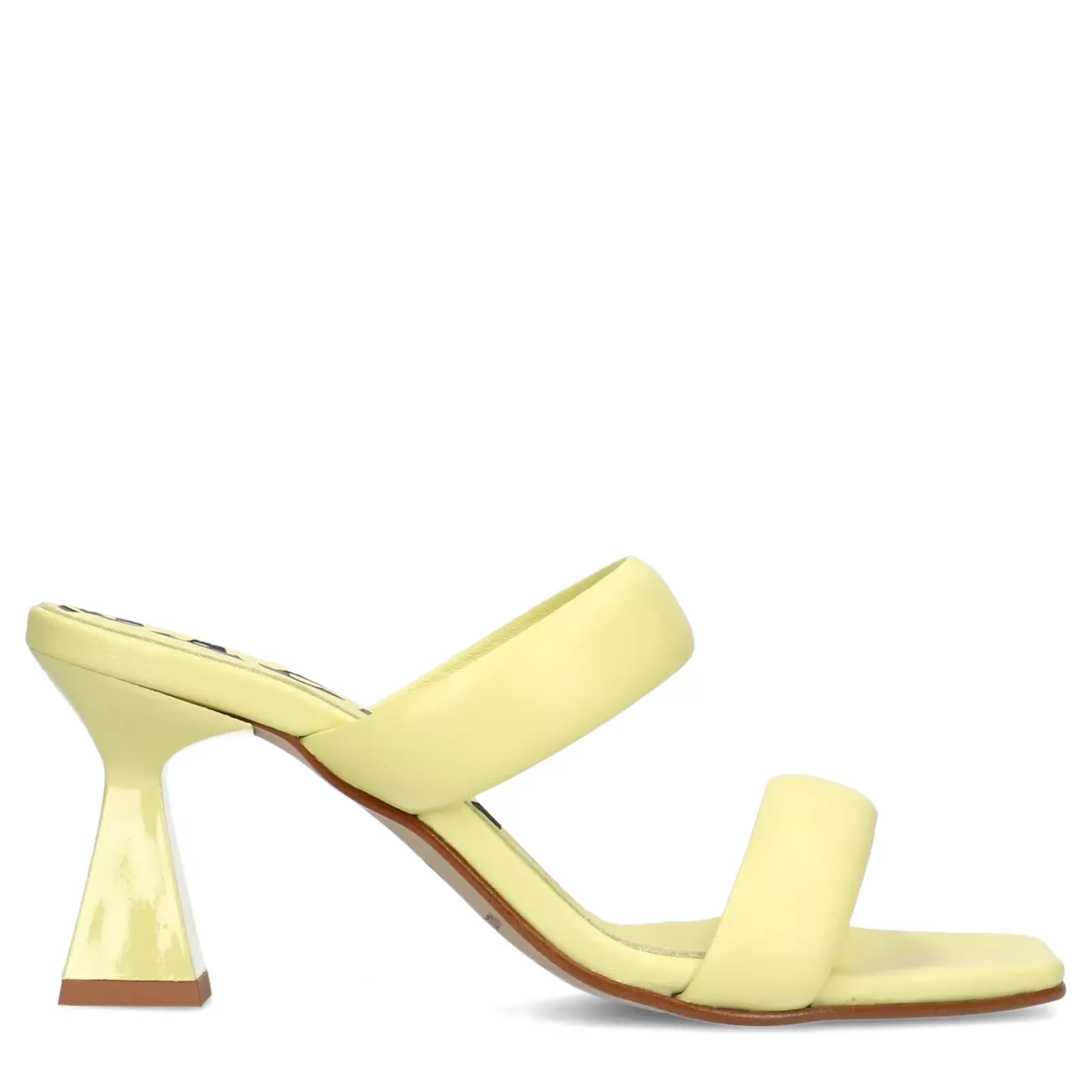 Femmes Sacha Sandales<Mules En Cuir Avec Talon Entonnoir - Jaune