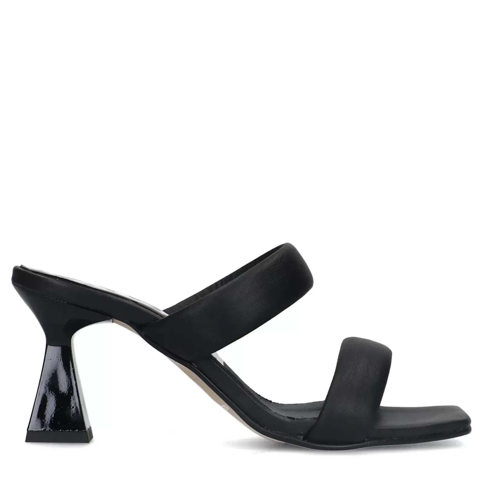 Femmes Sacha Sandales<Mules En Cuir Avec Talon Entonnoir - Noir