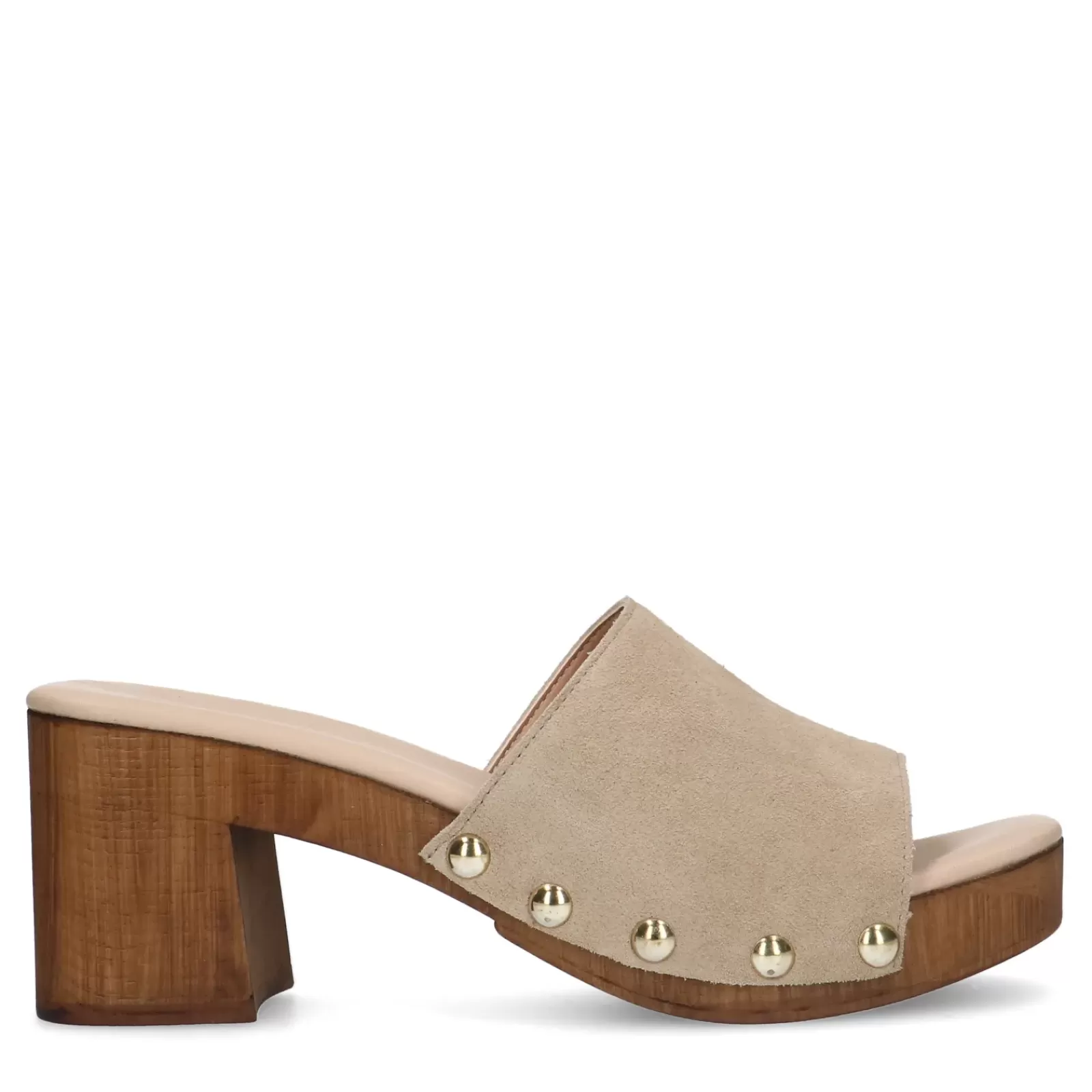 Femmes Sacha Sandales<Mules En Daim Avec Talon En Bois - Beige