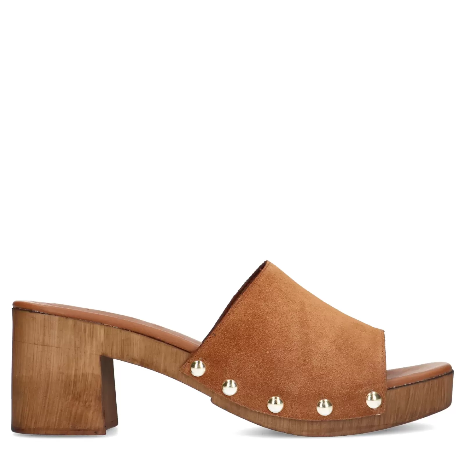 Femmes Sacha Sandales<Mules En Daim Avec Talon En Bois - Marron