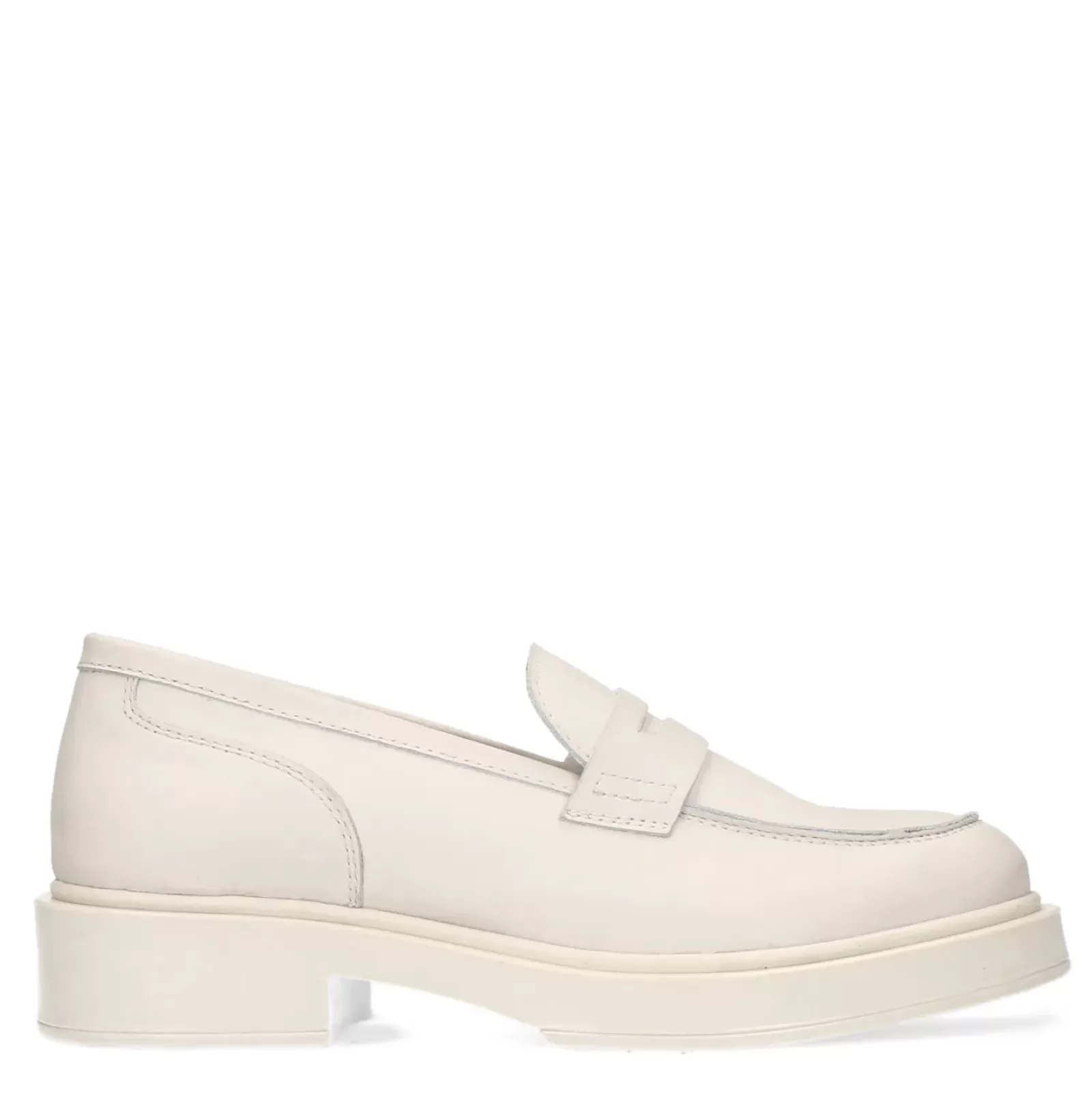 Femmes Sacha Mocassins<Penny Loafers En Cuir - Blanc Casse