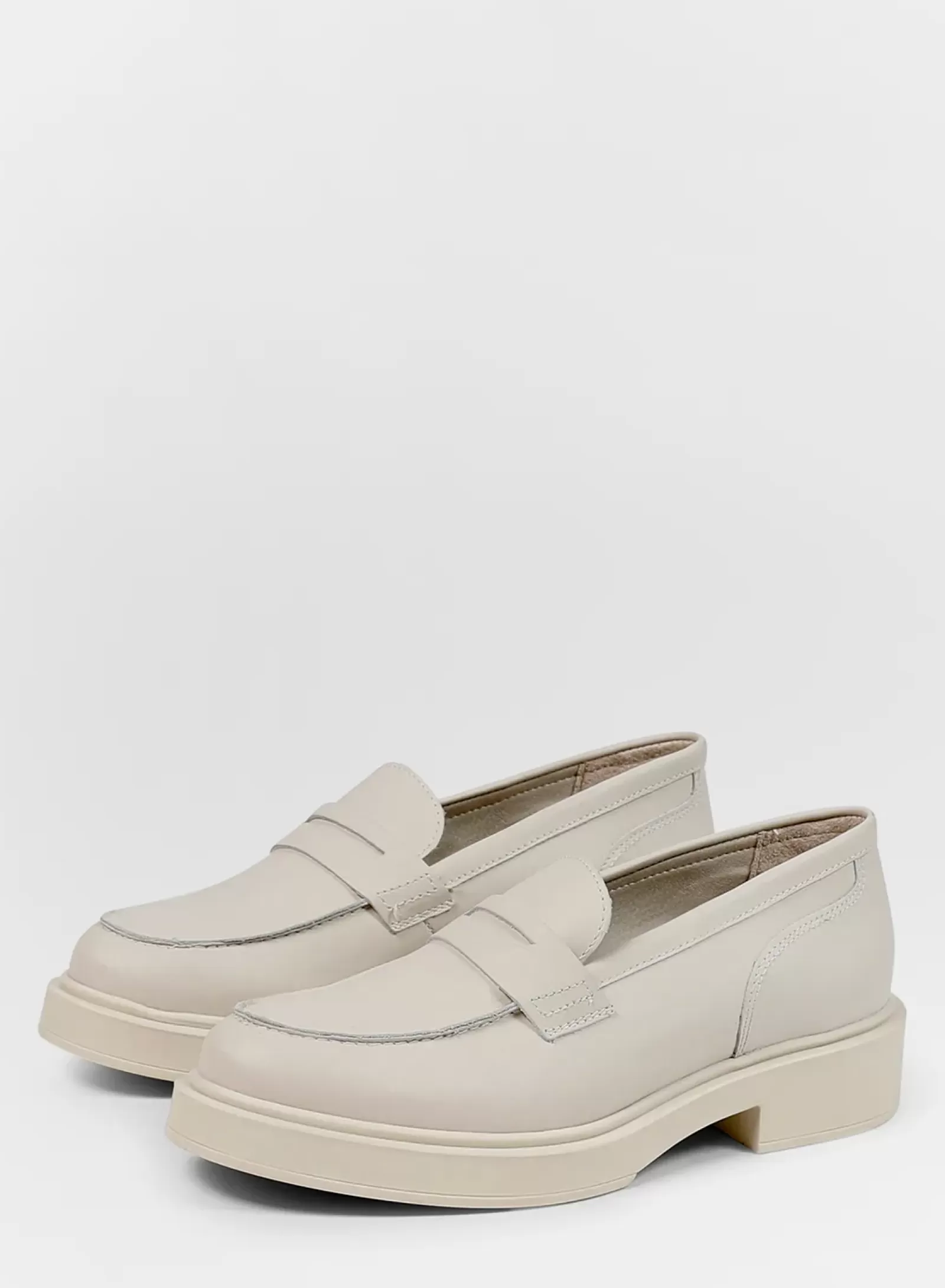 Femmes Sacha Mocassins<Penny Loafers En Cuir - Blanc Casse