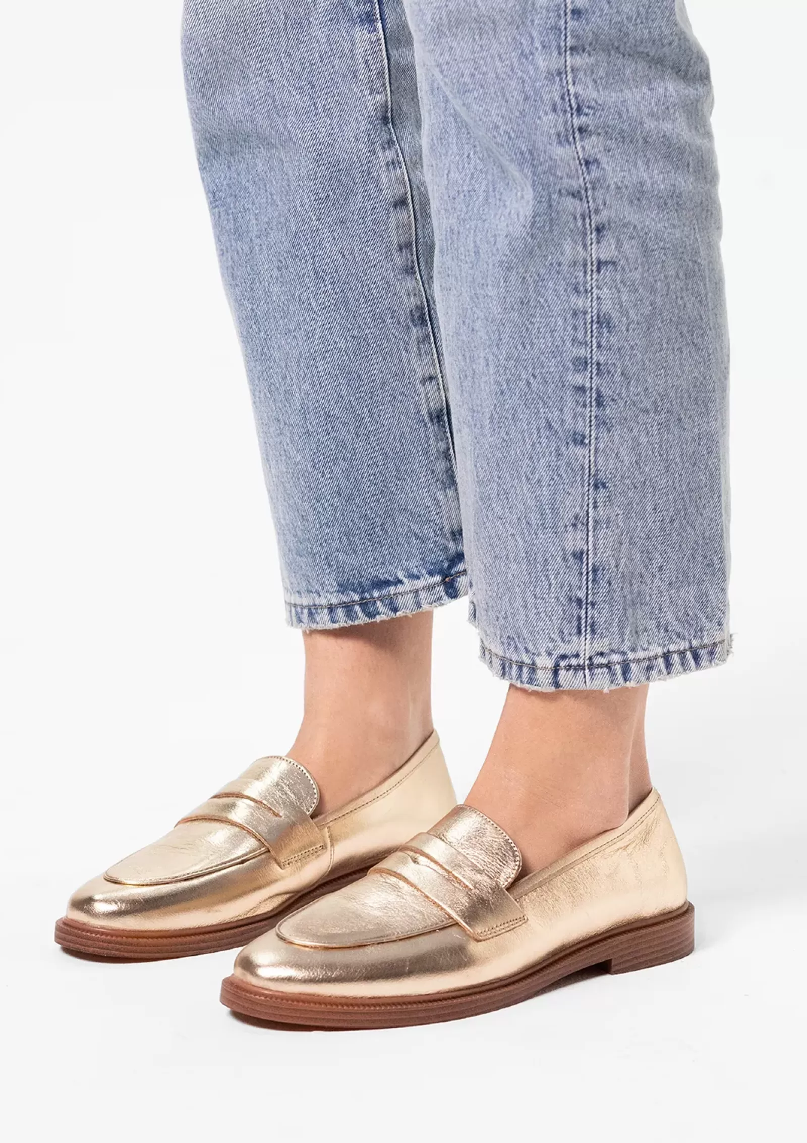 Femmes Sacha Mocassins<Penny Loafers En Cuir - Dore