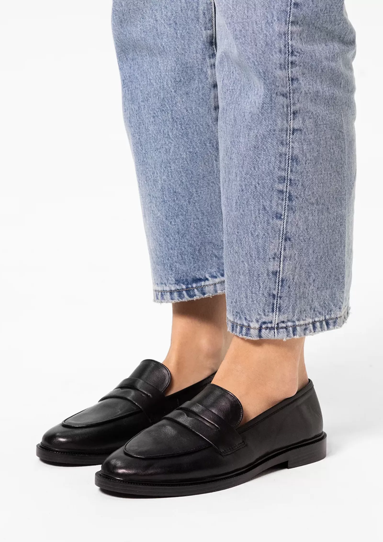 Femmes Sacha Mocassins<Penny Loafers En Cuir - Noir