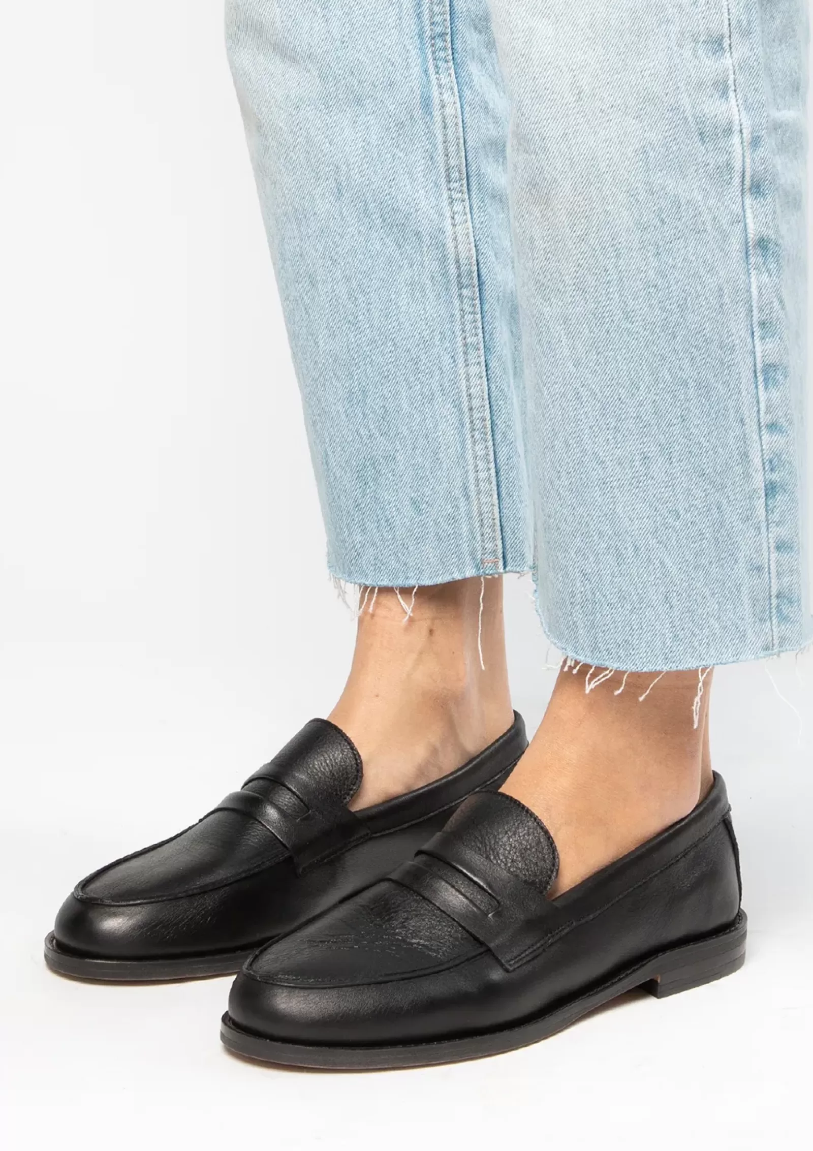 Femmes Sacha Mocassins<Penny Loafers En Cuir - Noir