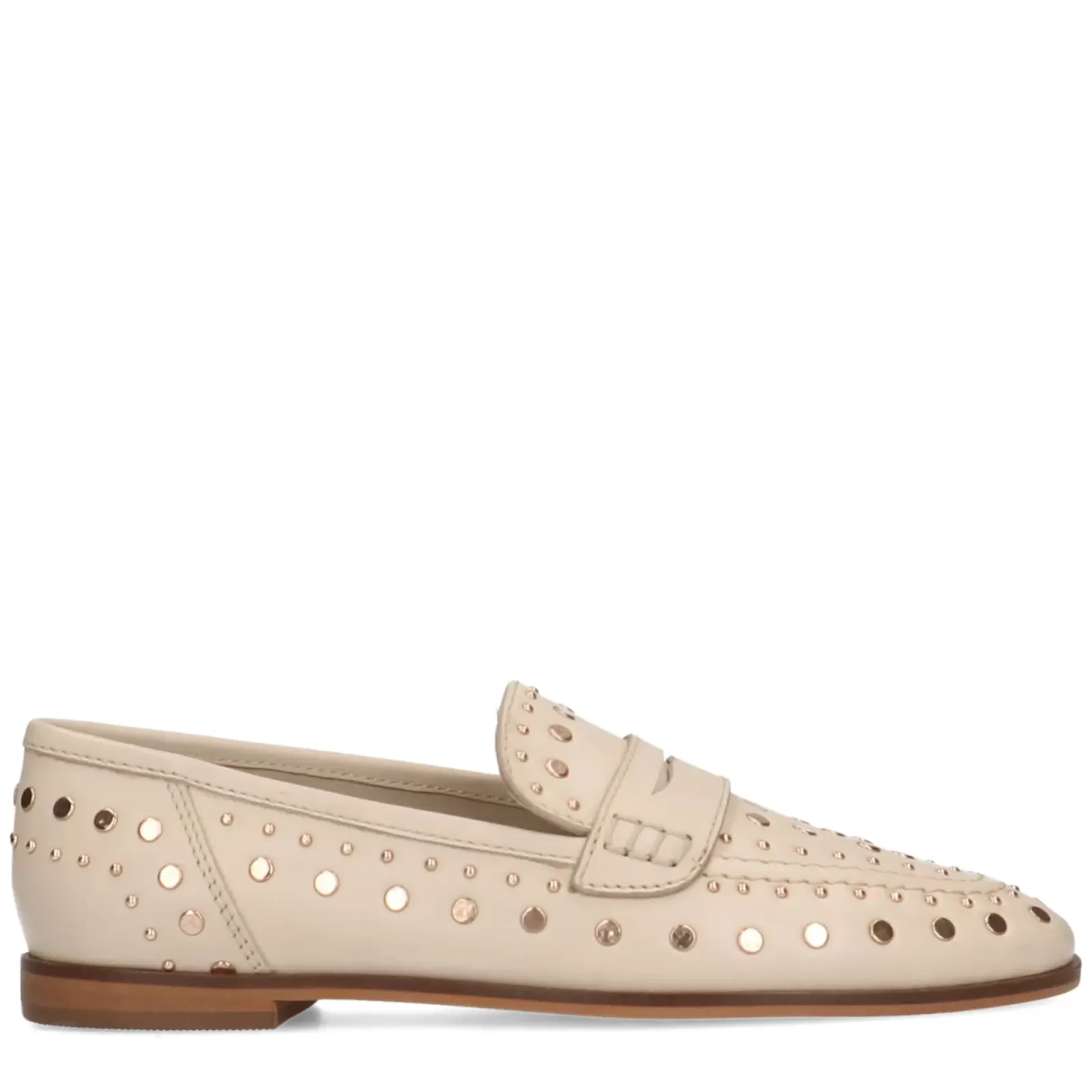 Femmes Sacha Mocassins<Penny Loafers En Cuir Avec Clous - Beige