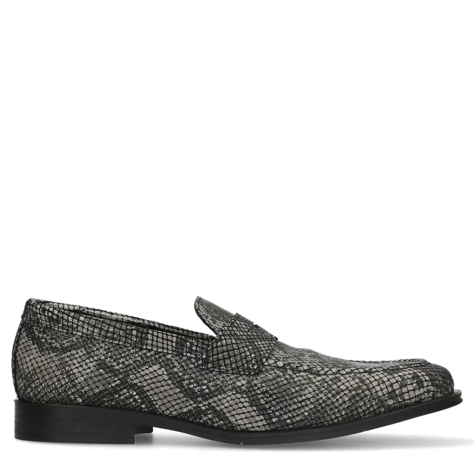 Hommes Sacha Mocassins<Penny Loafers En Cuir Avec Imprime Python - Noir