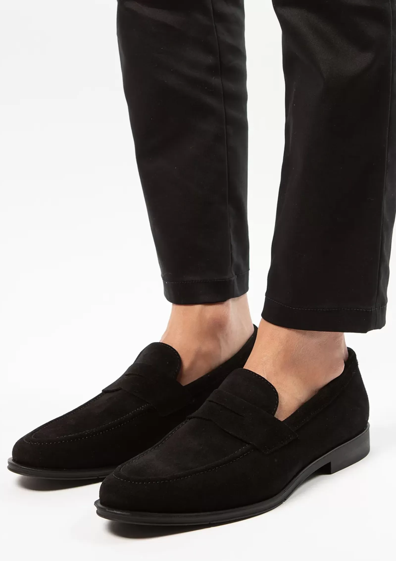 Hommes Sacha Mocassins<Penny Loafers En Daim - Noir