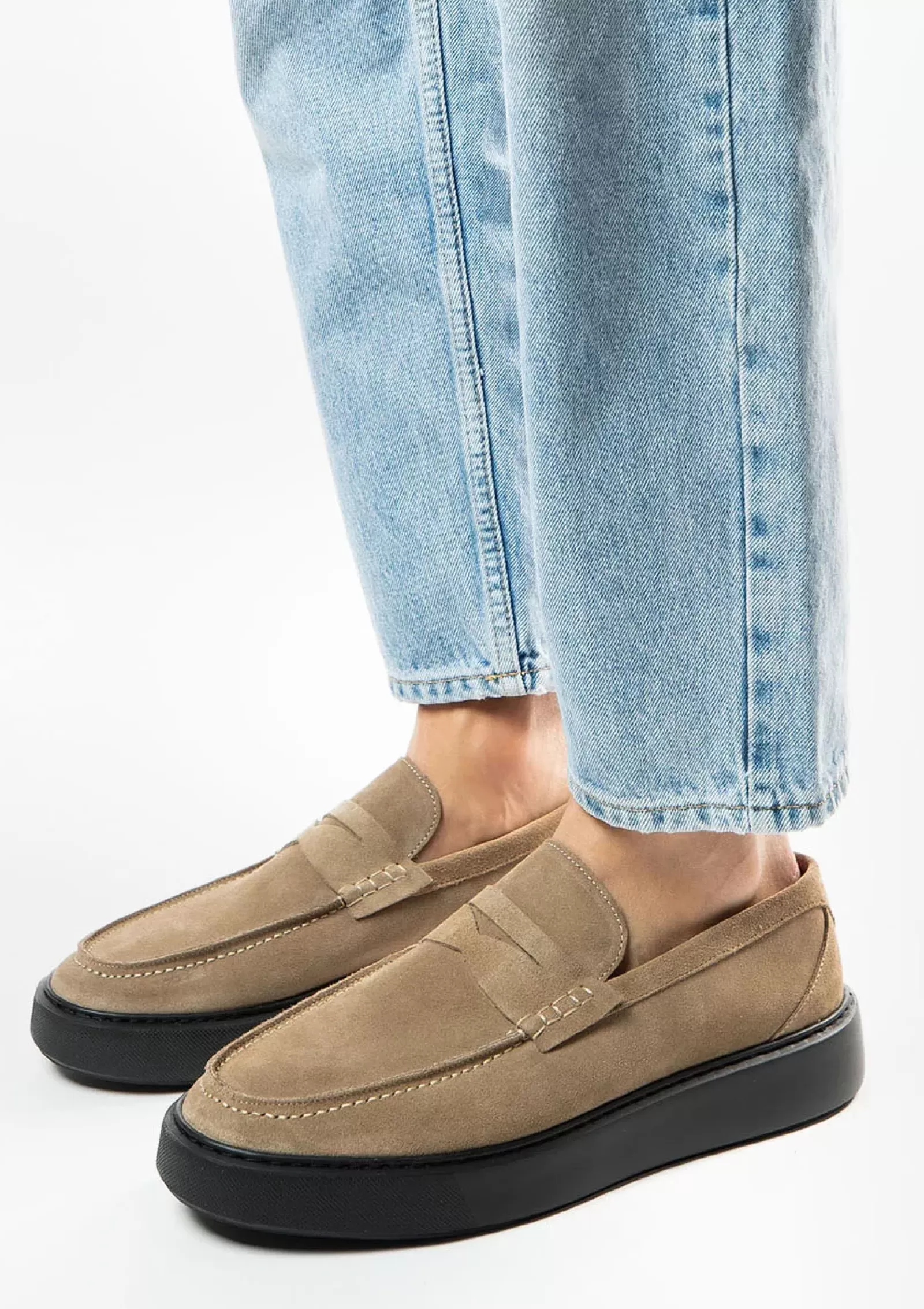 Hommes Sacha Mocassins<Penny Loafers En Daim Avec Semelle - Beige