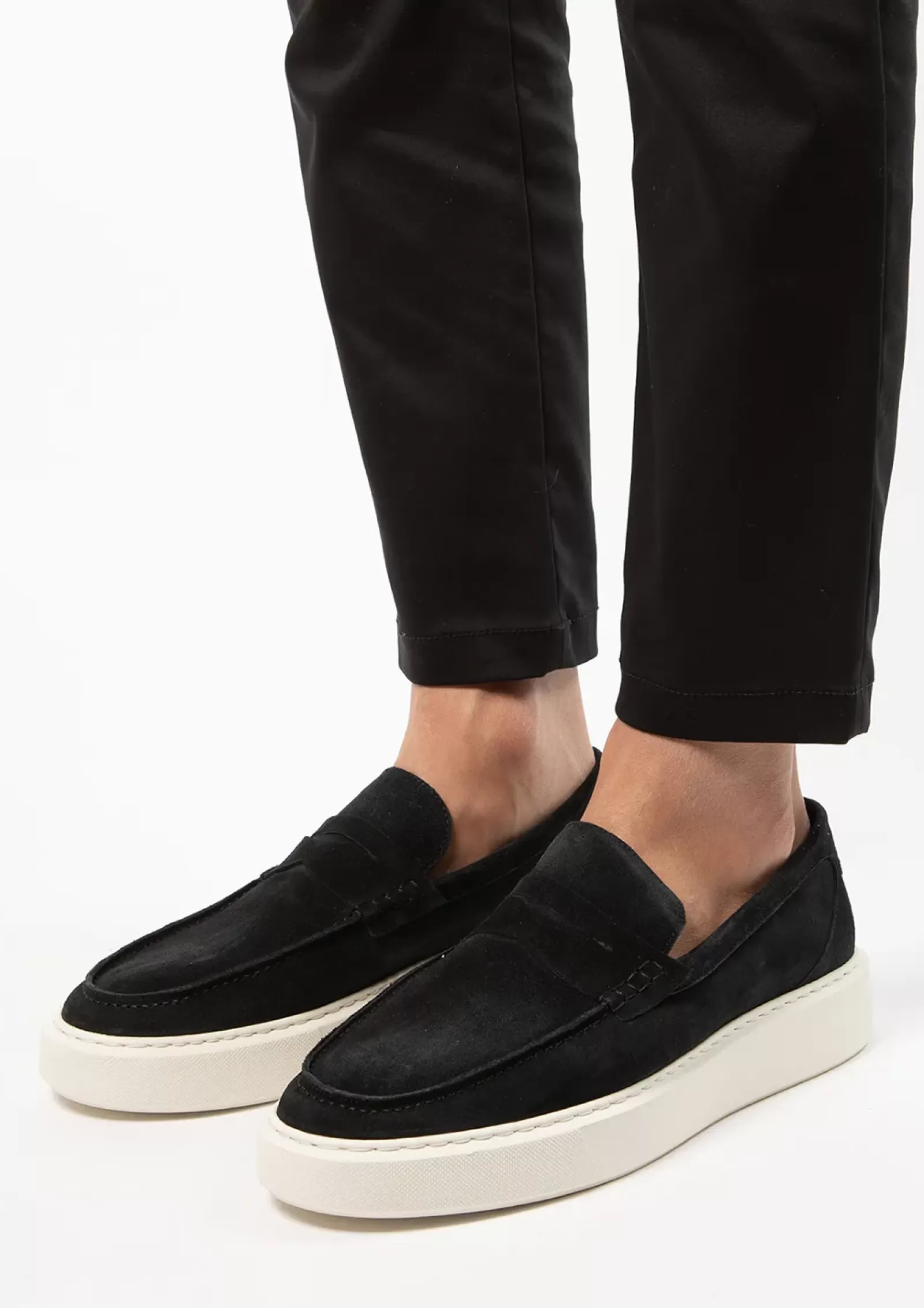 Hommes Sacha Mocassins<Penny Loafers En Daim Avec Semelle - Noir