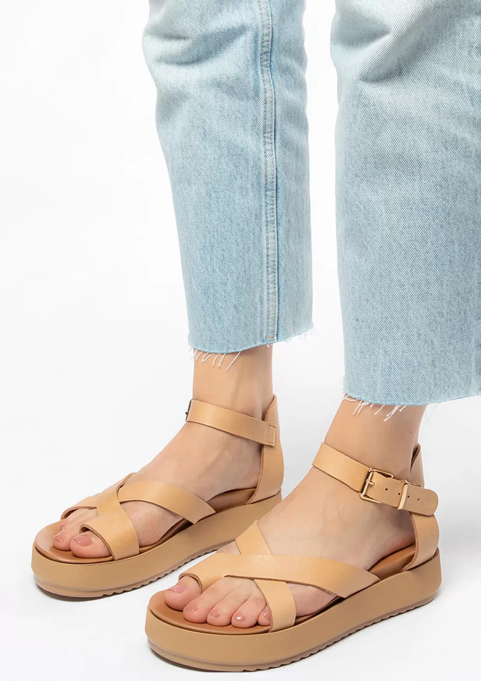 Femmes Sacha Sandales<Sandales A Plateforme En Cuir - Camel