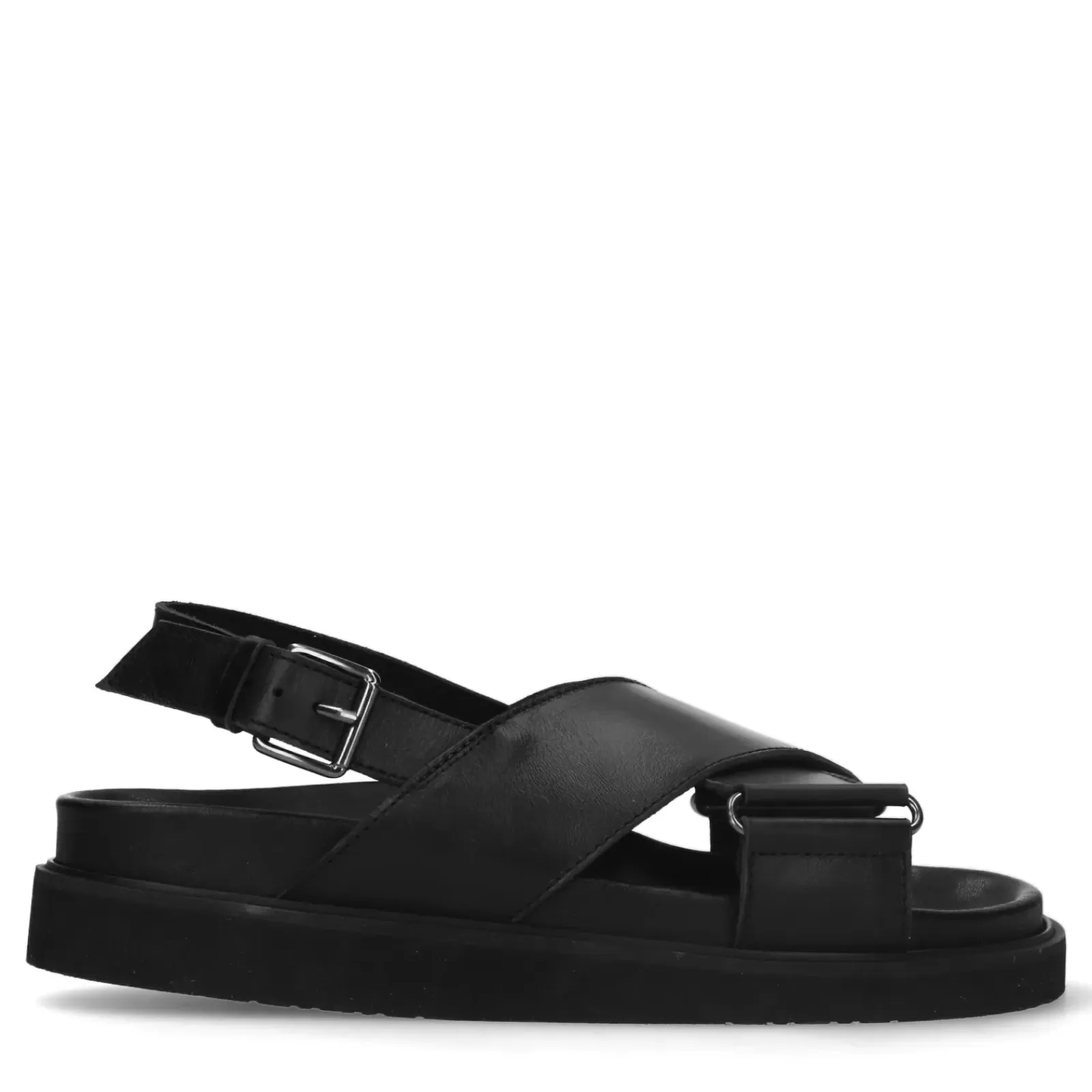 Femmes Sacha Sandales<Sandales A Plateforme En Cuir A Brides Croisees - Noir