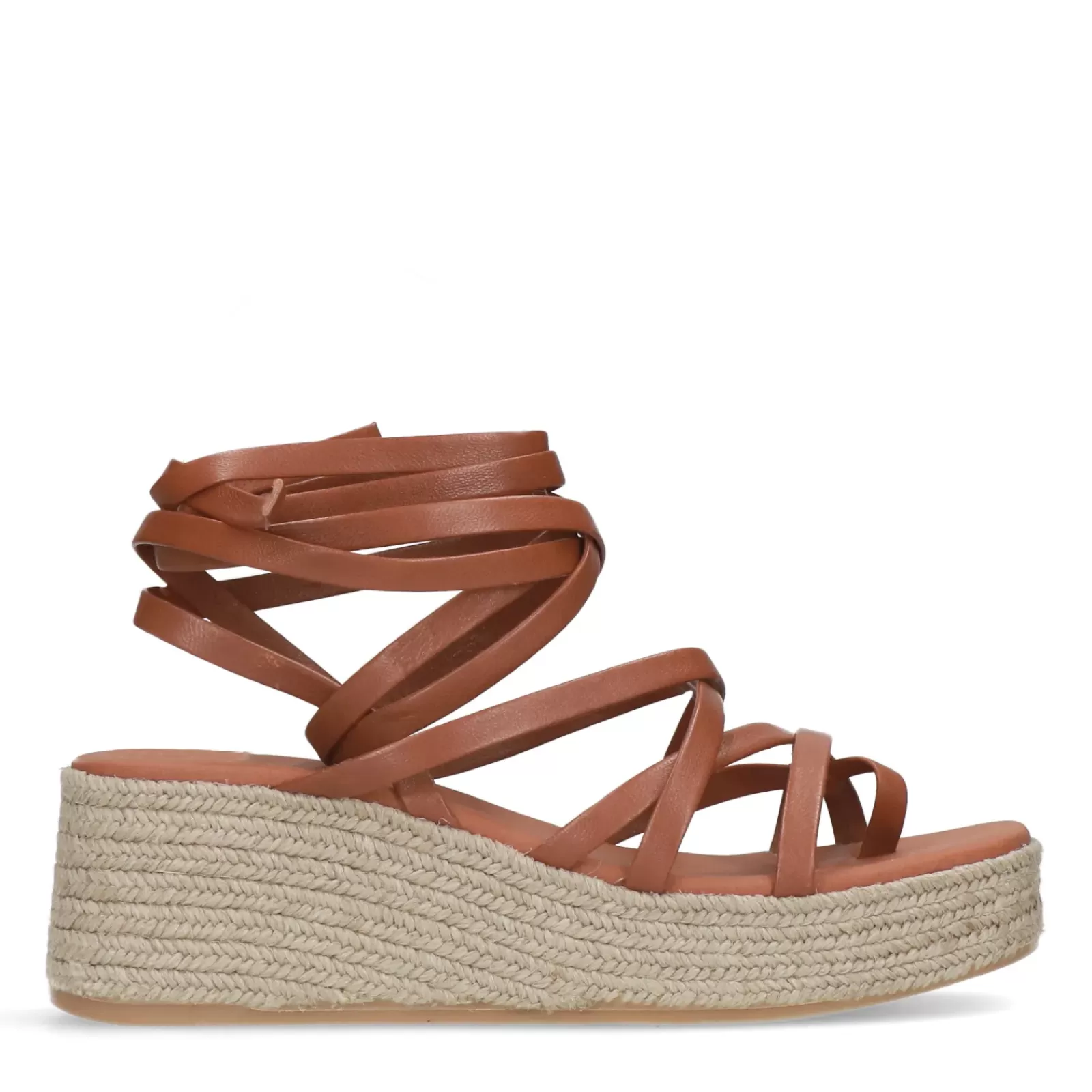 Femmes Sacha Sandales<Sandales A Semelle Plateforme En Cuir A Lacets - Cognac