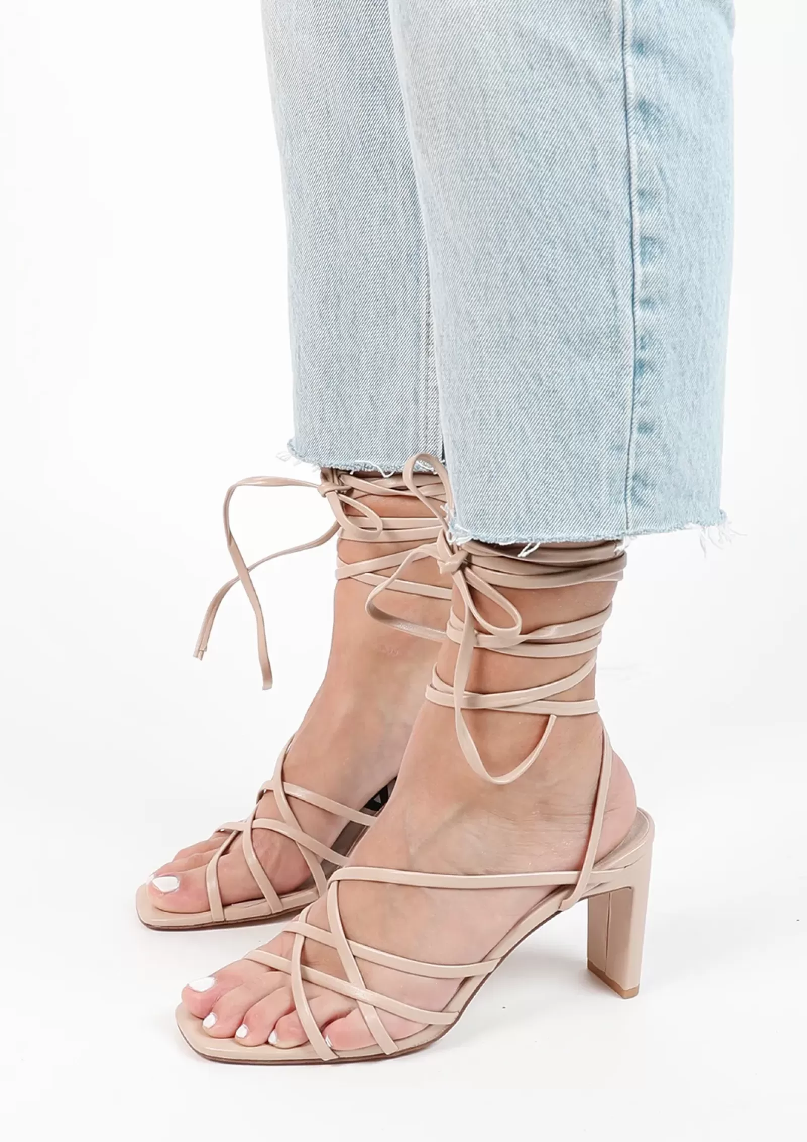 Femmes Sacha Sandales<Sandales A Talon Avec Lacets A Nouer - Beige