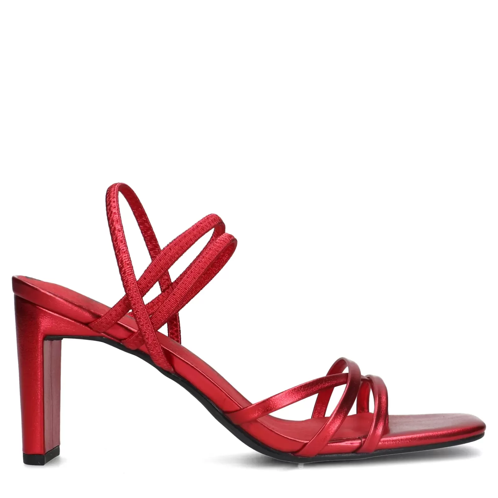 Femmes Sacha Sandales<Sandales A Talon Metallisees Avec Bandes - Rouge