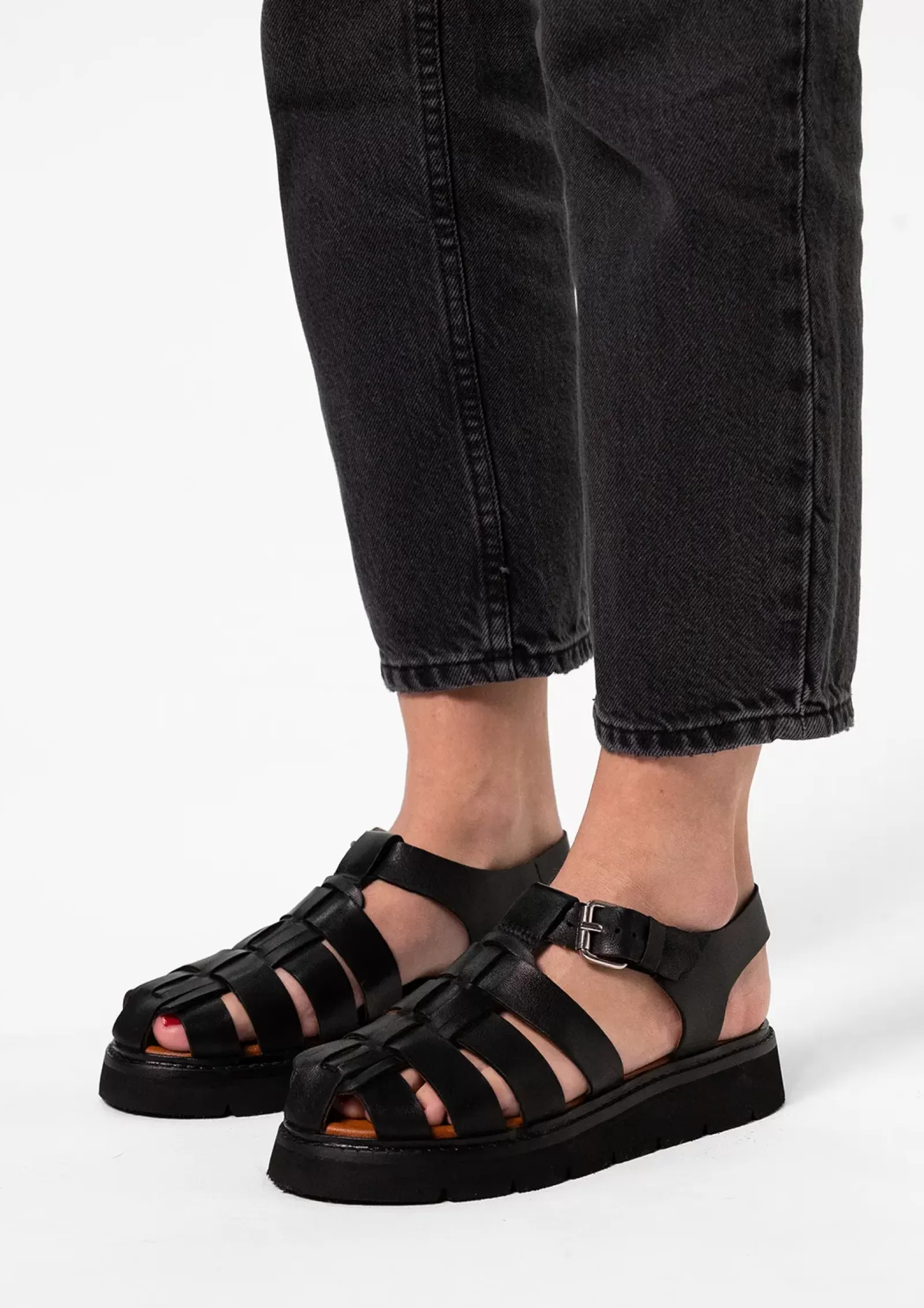 Femmes Sacha Sandales<Sandales Chunky En Cuir - Noir