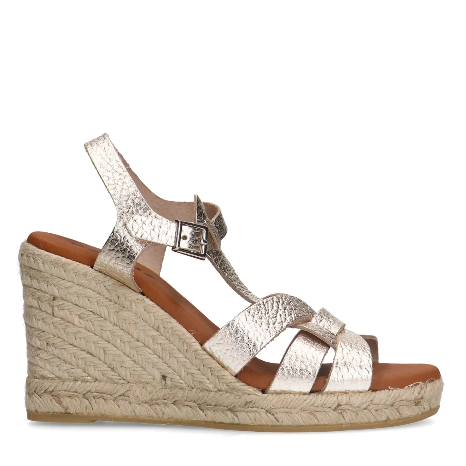 Femmes Sacha Sandales<Sandales Cuir A Talon Compense - Dore