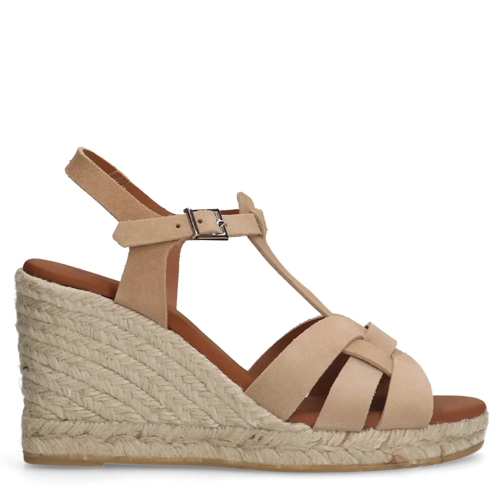 Femmes Sacha Sandales<Sandales Daim A Talon Compense - Beige