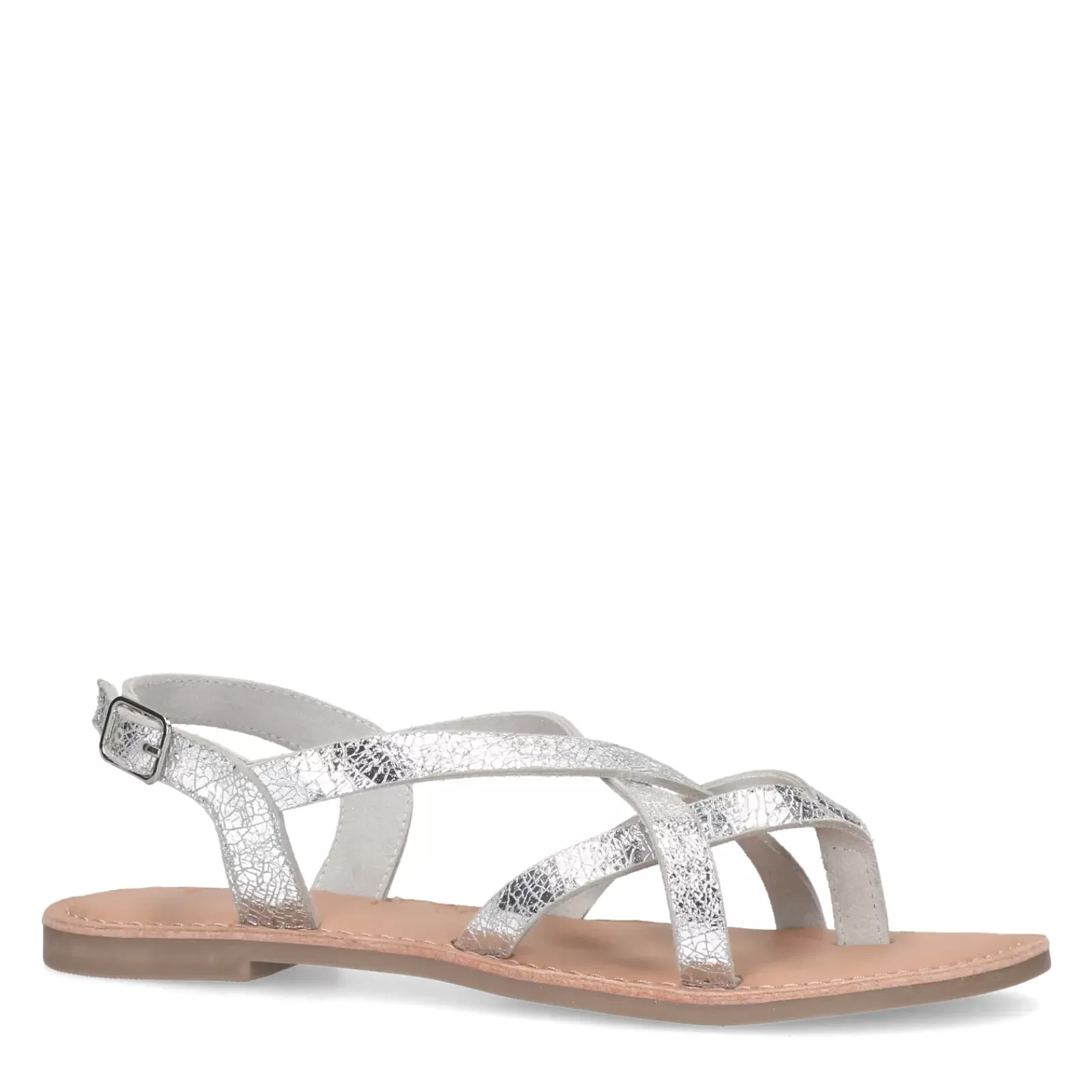 Femmes Sacha Sandales<Sandales En Cuir Avec Brides Croisees - Argente