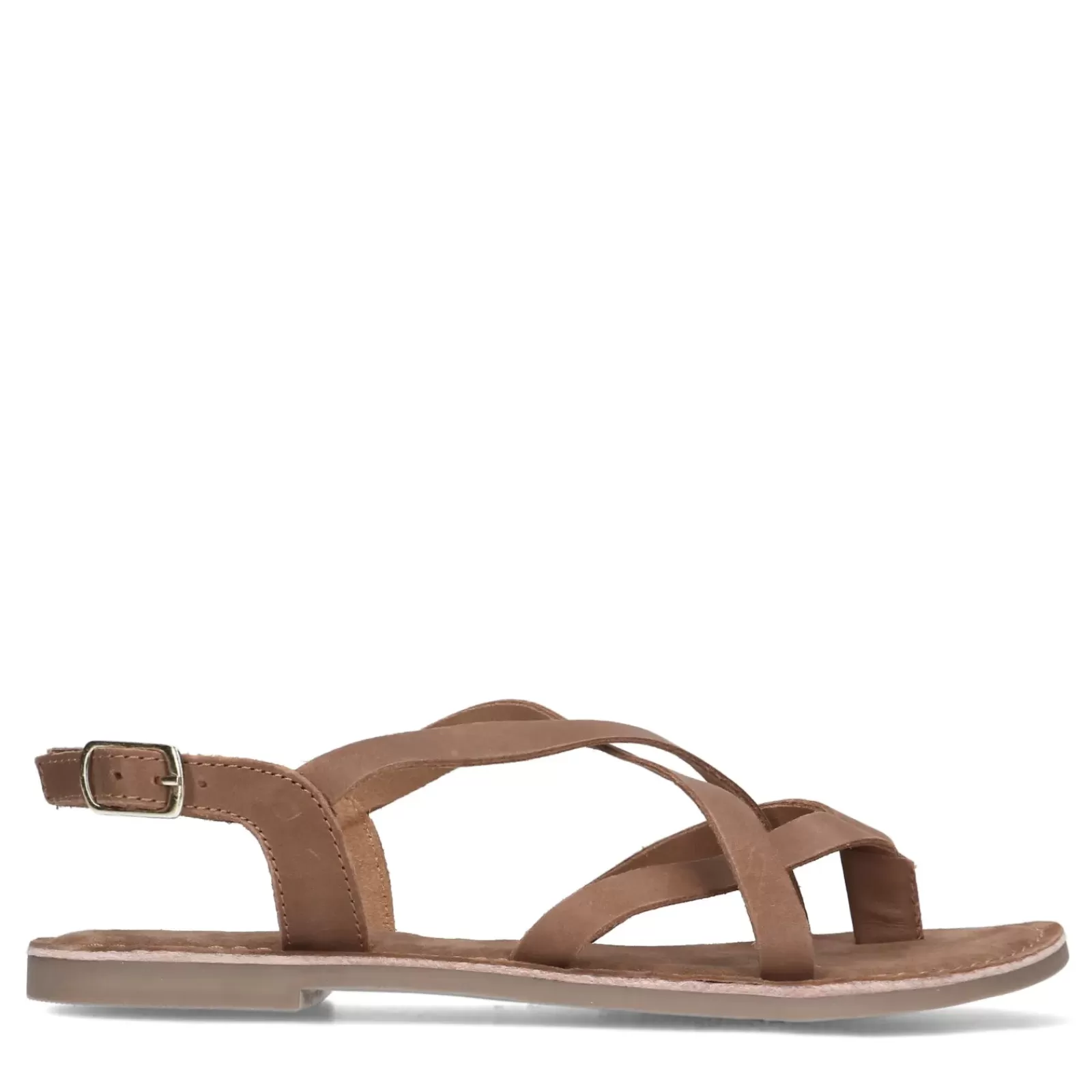 Femmes Sacha Sandales<Sandales En Cuir Avec Brides Croisees - Camel