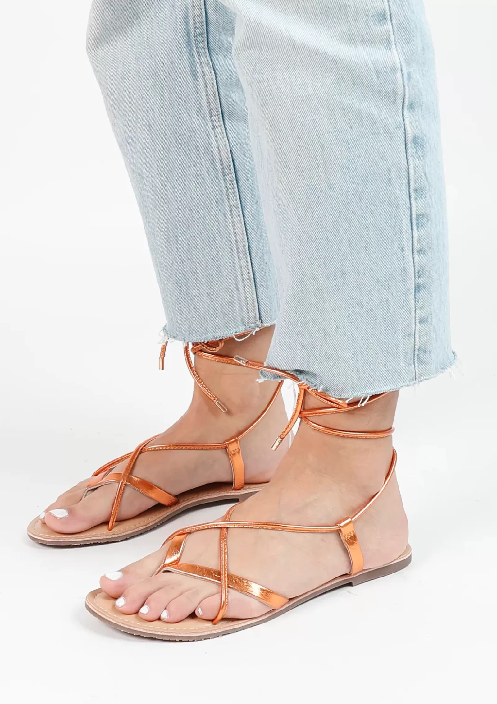 Femmes Sacha Sandales<Sandales Metallisees En Cuir - Orange